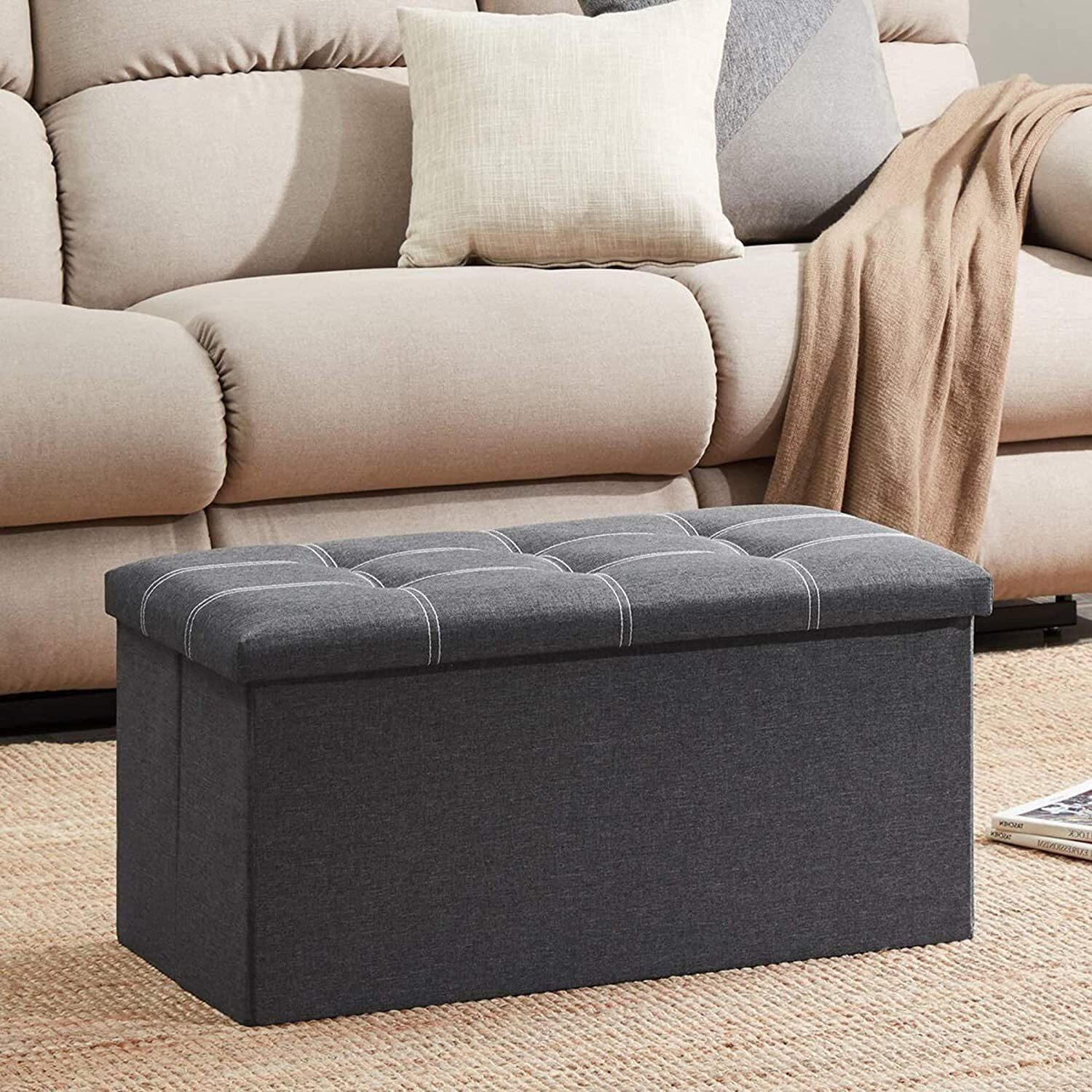 SKYFUN Fabric Cube Ottoman - Image 1