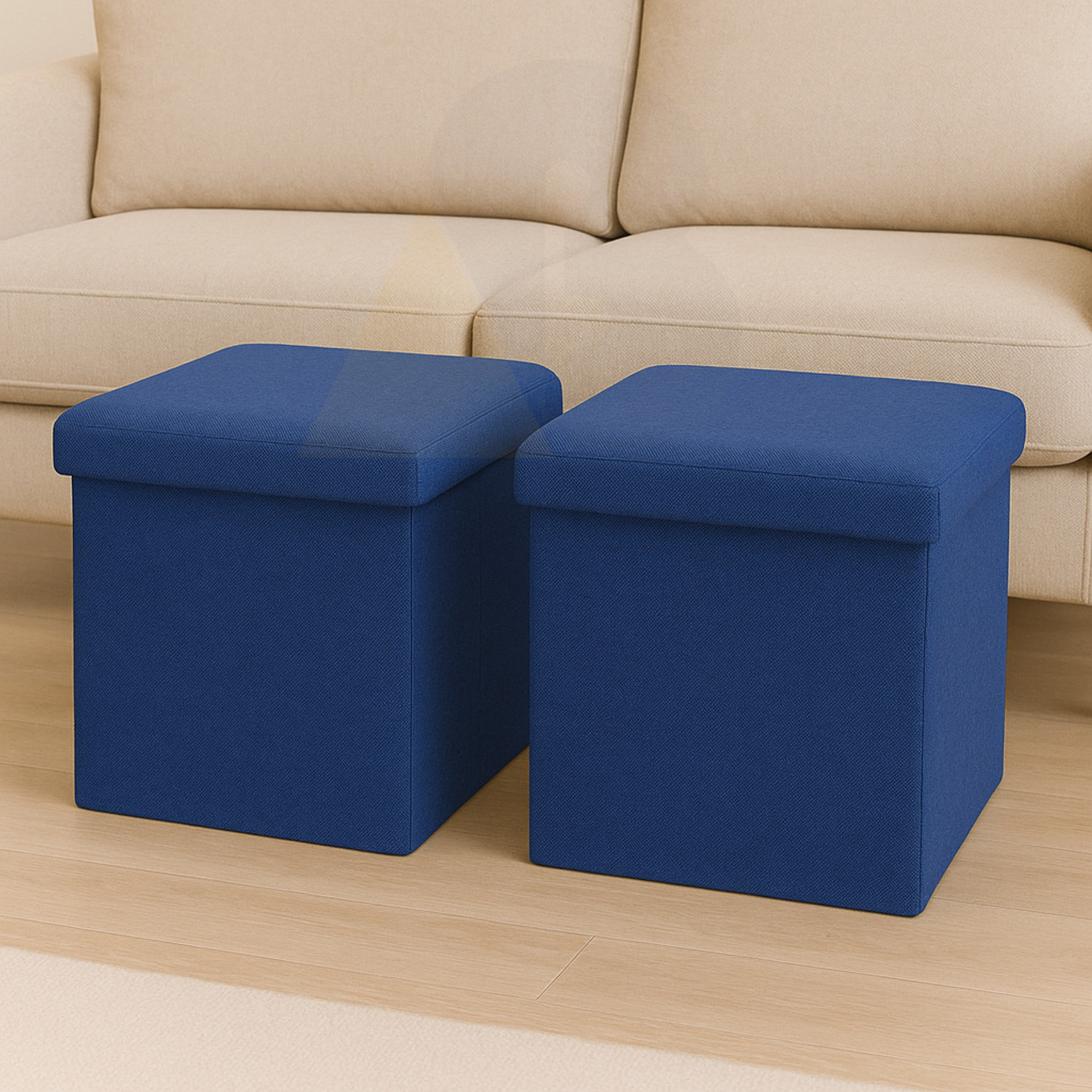Image of ABTRIX WITH AB Fabric Cube Ottoman (Finish Color - Grey, Beige, DIY(Do-It-Yourself))