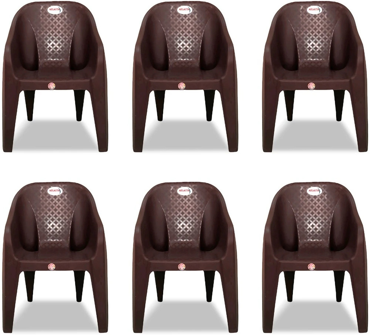Image of HOMIBOSS Plastic Chairs for Home | Heavy Duty Polypropylene Chair , Garden, Balcony Plastic Outdoor Chair (Walnut Brown, Set of 6, Pre-assembled)