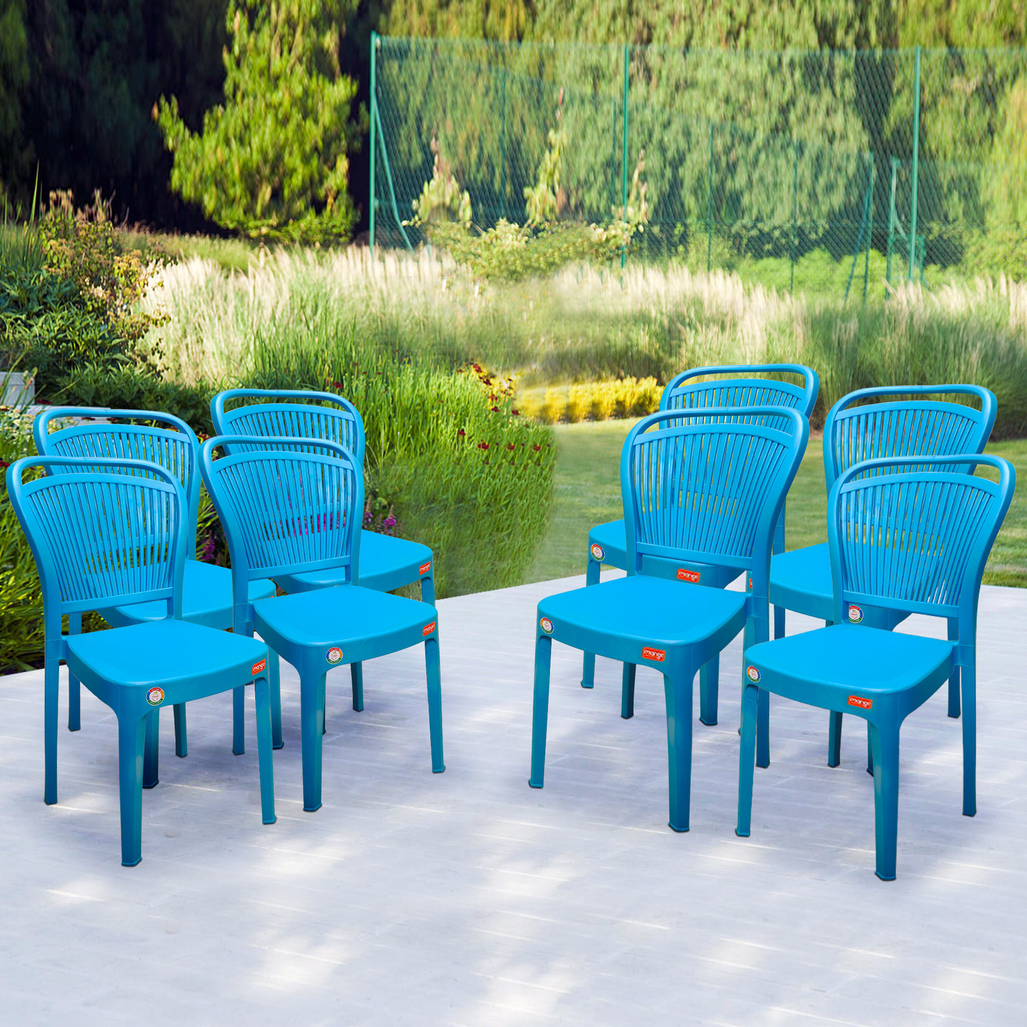 Image of MAHARAJA Alpha Comfort Chair with Armrest for Home & Office Use Plastic Outdoor Chair (Brown, Set of 6, Pre-assembled)