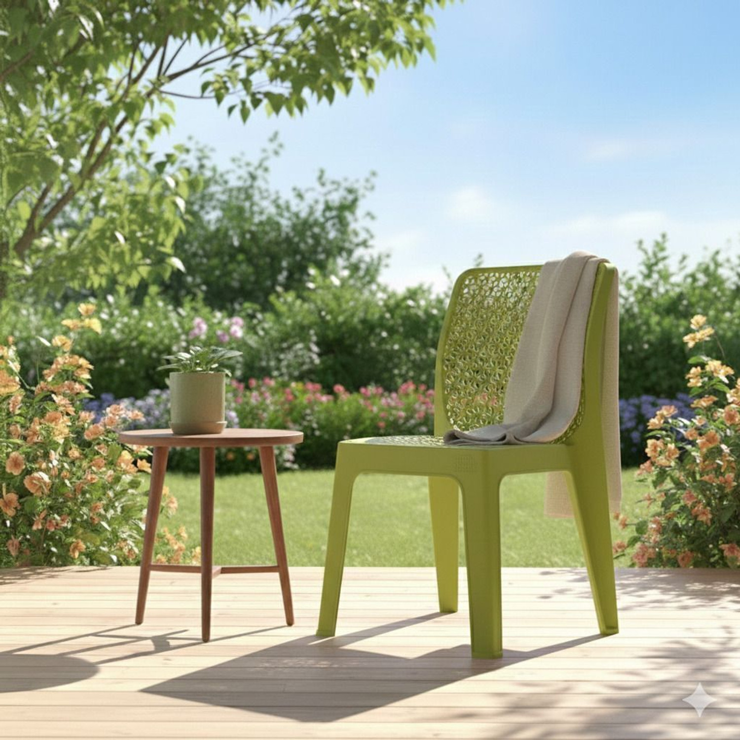 Image of COMFORT Creation Oxy Plastic Chair for Home /Glossy Finish Chair for Office /Dining Room, Kitchen Plastic Outdoor Chair (Metalic Green, Pre-assembled)