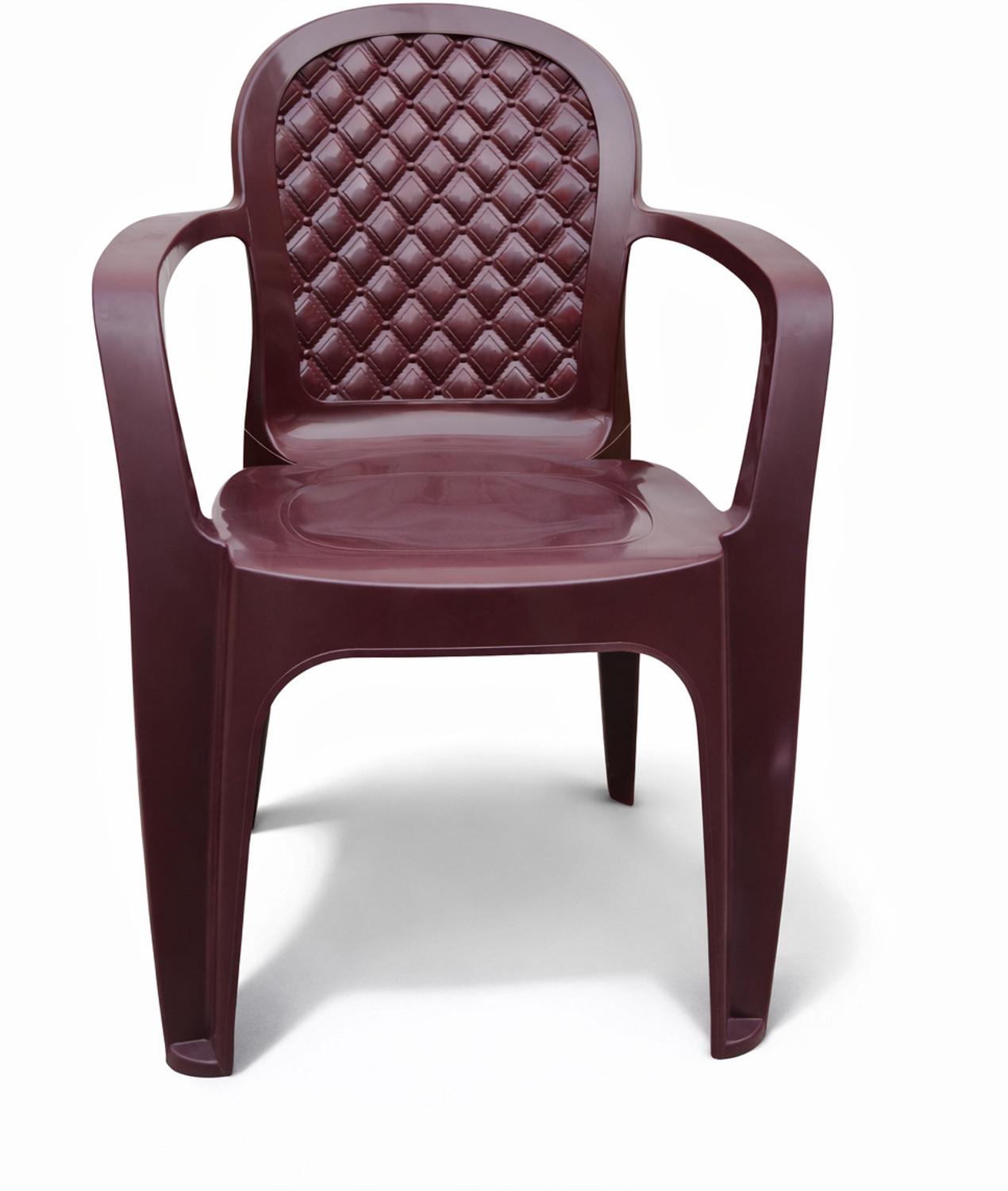 Image of ARLAVYA Premium Quality Plastic Arm Chair for Home, Office, Garden, Cafeteria Plastic Outdoor Chair (Brown, Set of 2, Pre-assembled)