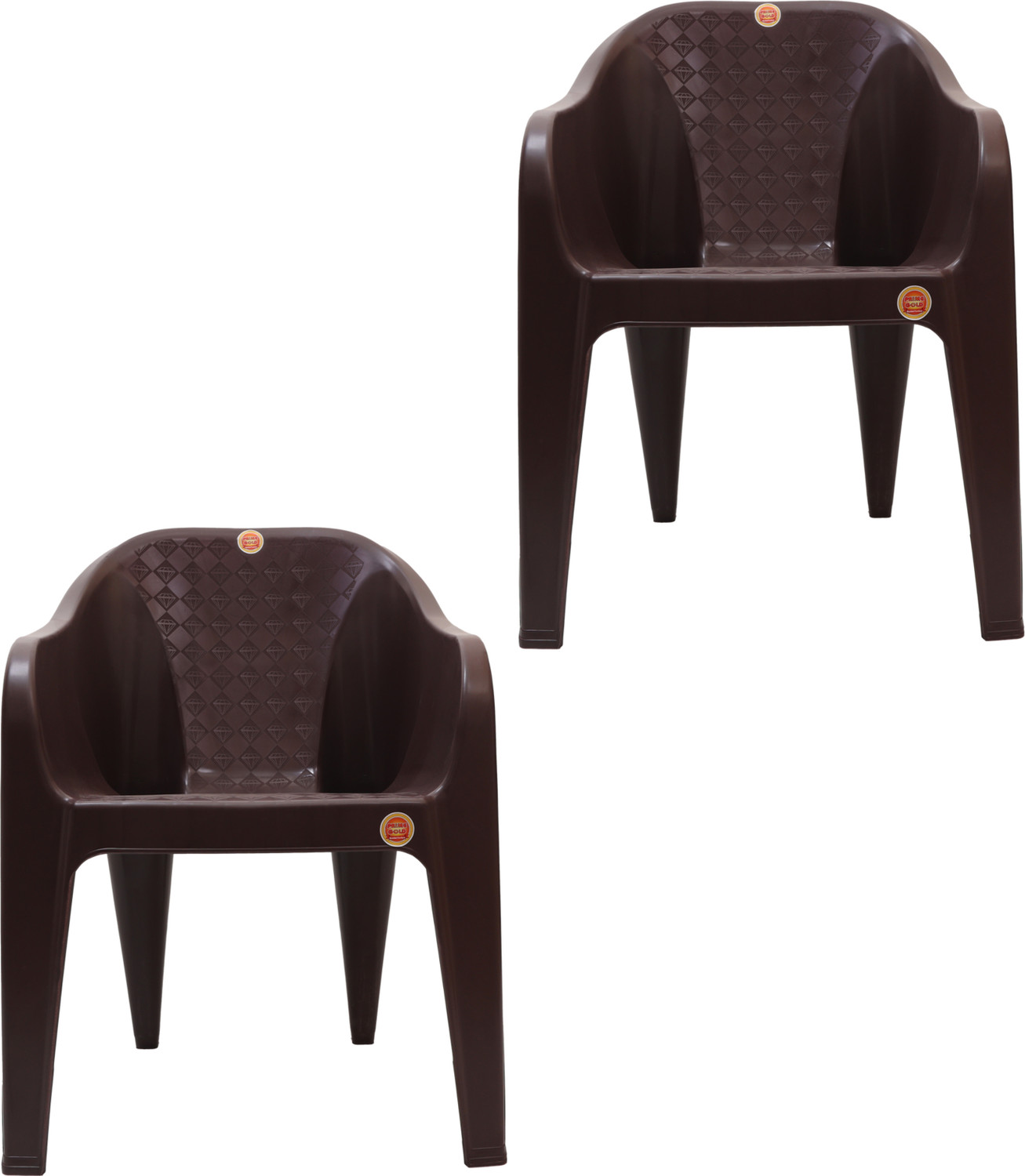 Image of ARLAVYA Premium Quality Plastic Arm Chair for Home, Office, Garden, Cafeteria Plastic Outdoor Chair (Brown, Set of 2, Pre-assembled)