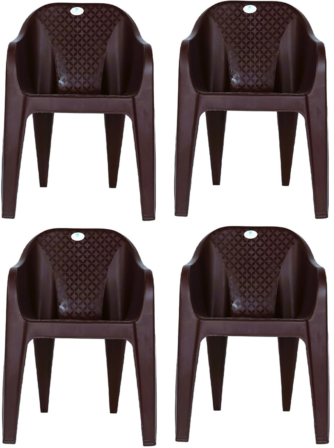 Image of HOMIBOSS Plastic Chairs for Home | Heavy Duty Polypropylene Chair , Garden, Balcony Plastic Outdoor Chair (Walnut Brown, Set of 6, Pre-assembled)