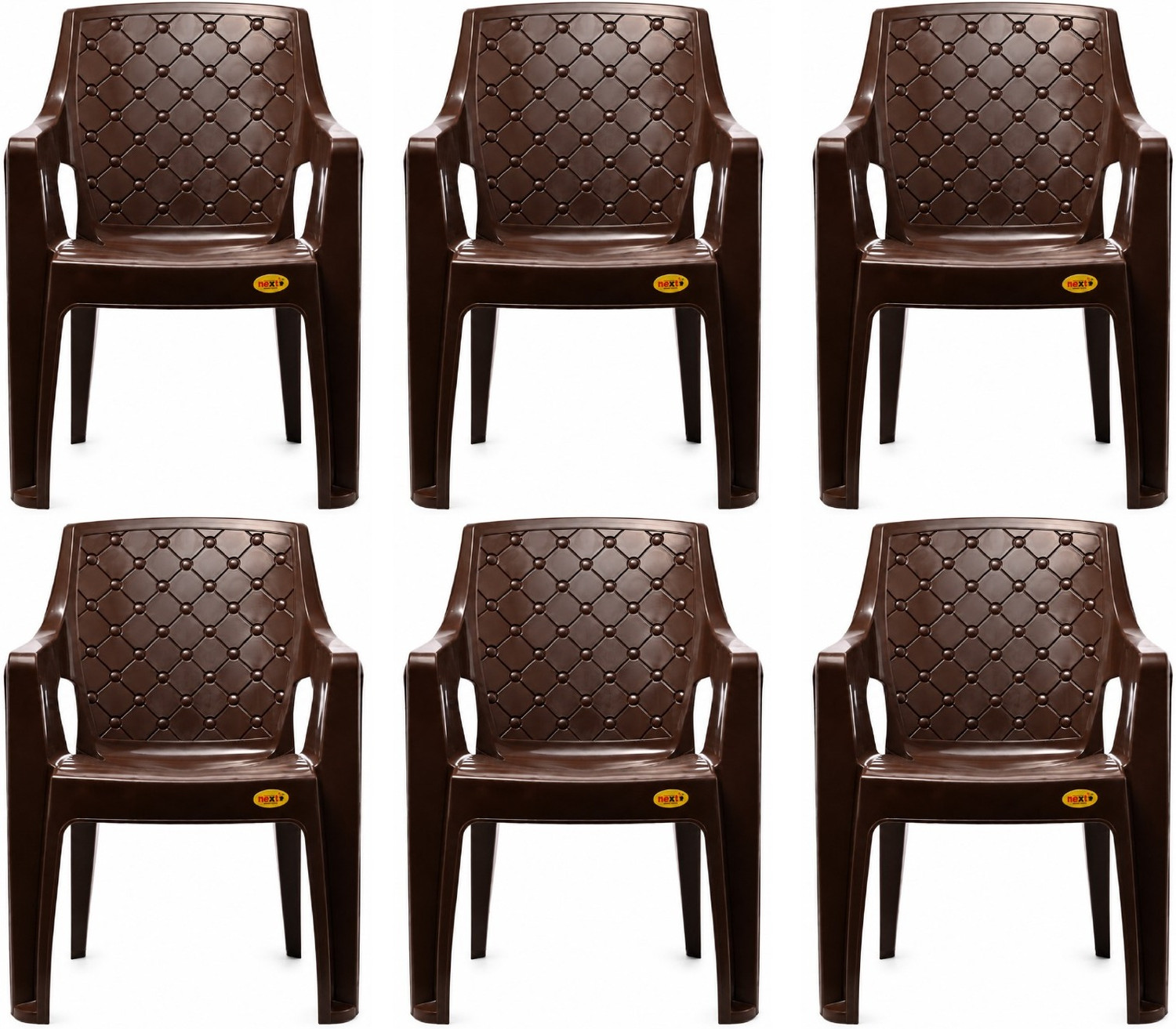 next NPPL Plastic Armchair for Home | Living Room | Balcony|Garden Plastic Outdoor Chair (Brown, Pre-assembled) - Image 1