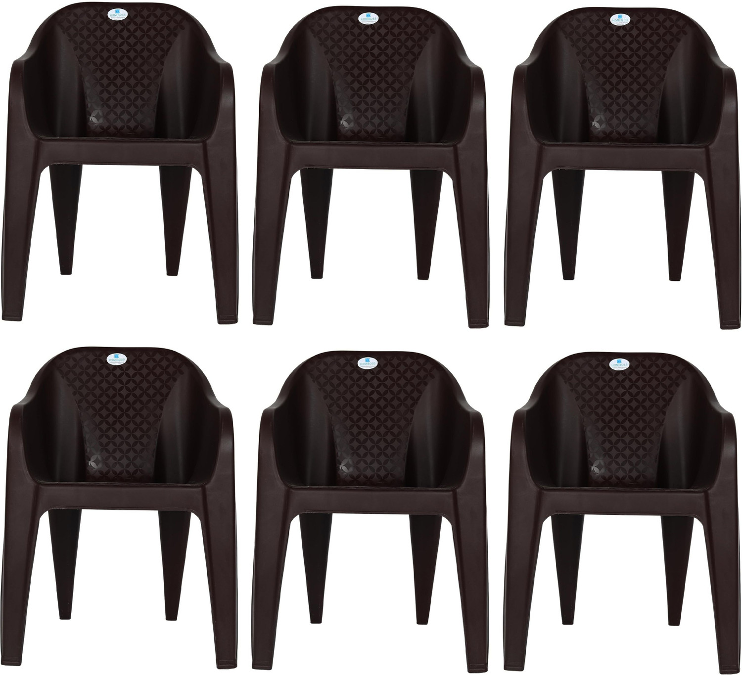Image of HOMIBOSS Plastic Chairs for Home | Heavy Duty Polypropylene Chair , Garden, Balcony Plastic Outdoor Chair (Walnut Brown, Set of 6, Pre-assembled)