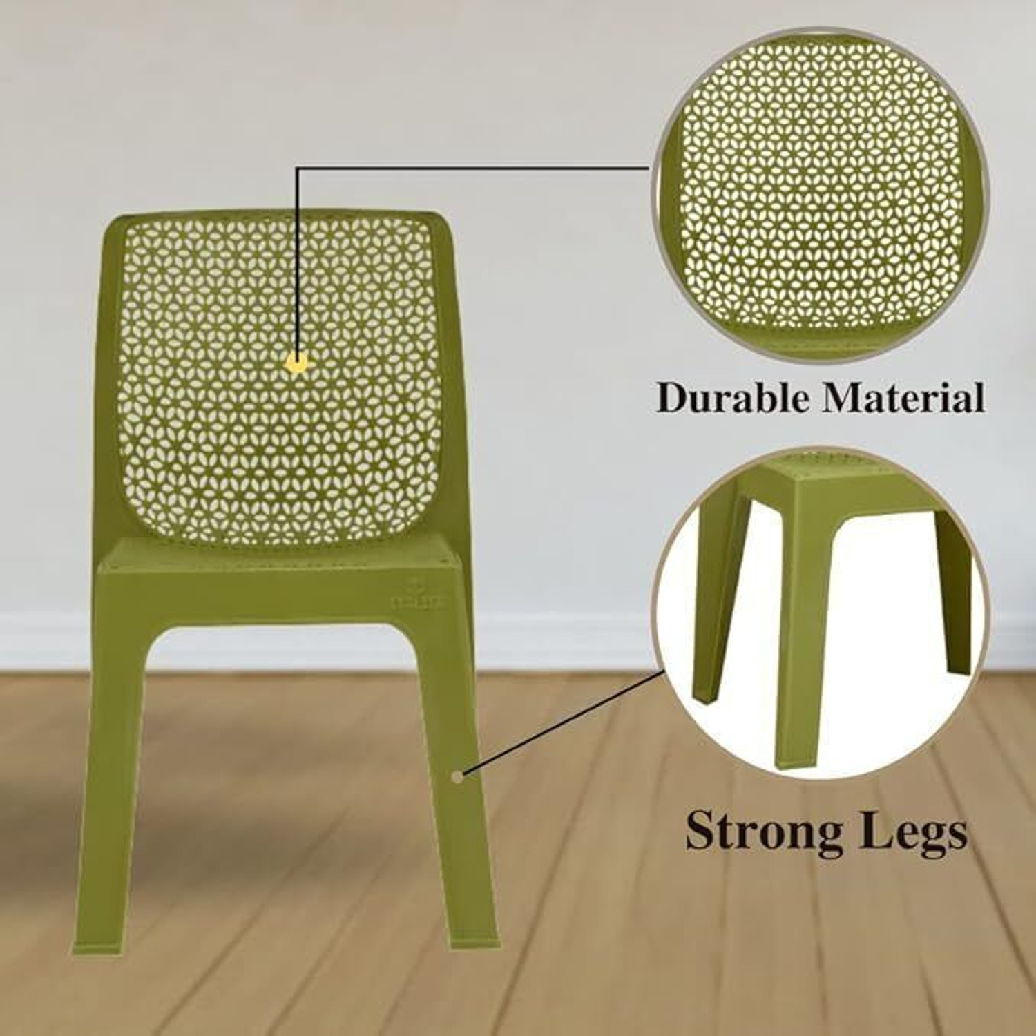 Image of COMFORT Creation Oxy Plastic Chair for Home /Glossy Finish Chair for Office /Dining Room, Kitchen Plastic Outdoor Chair (Metalic Green, Pre-assembled)