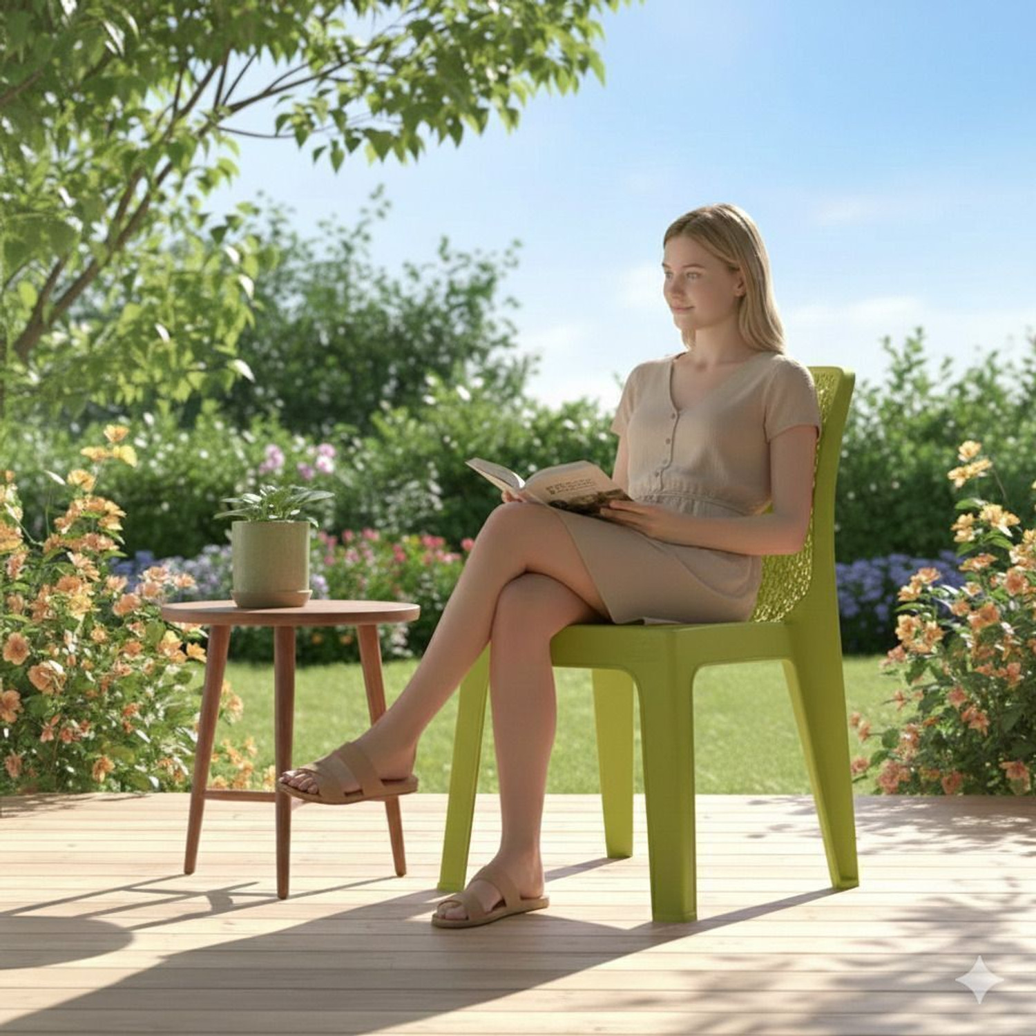 Image of COMFORT Creation Oxy Plastic Chair for Home /Glossy Finish Chair for Office /Dining Room, Kitchen Plastic Outdoor Chair (Metalic Green, Pre-assembled)