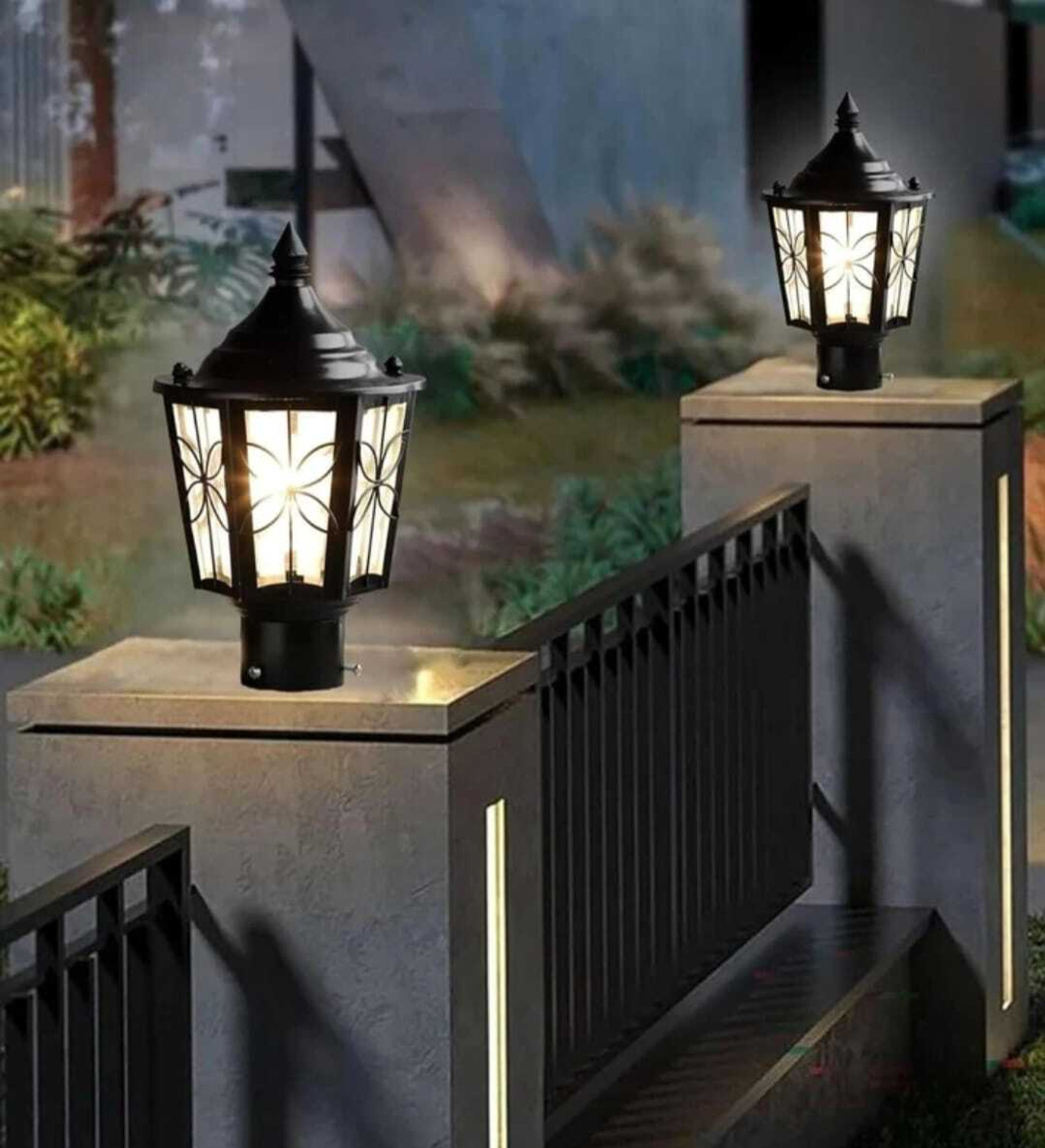 Image of DENICRAAS 00002 Gate Light Outdoor Lamp (Silver)
