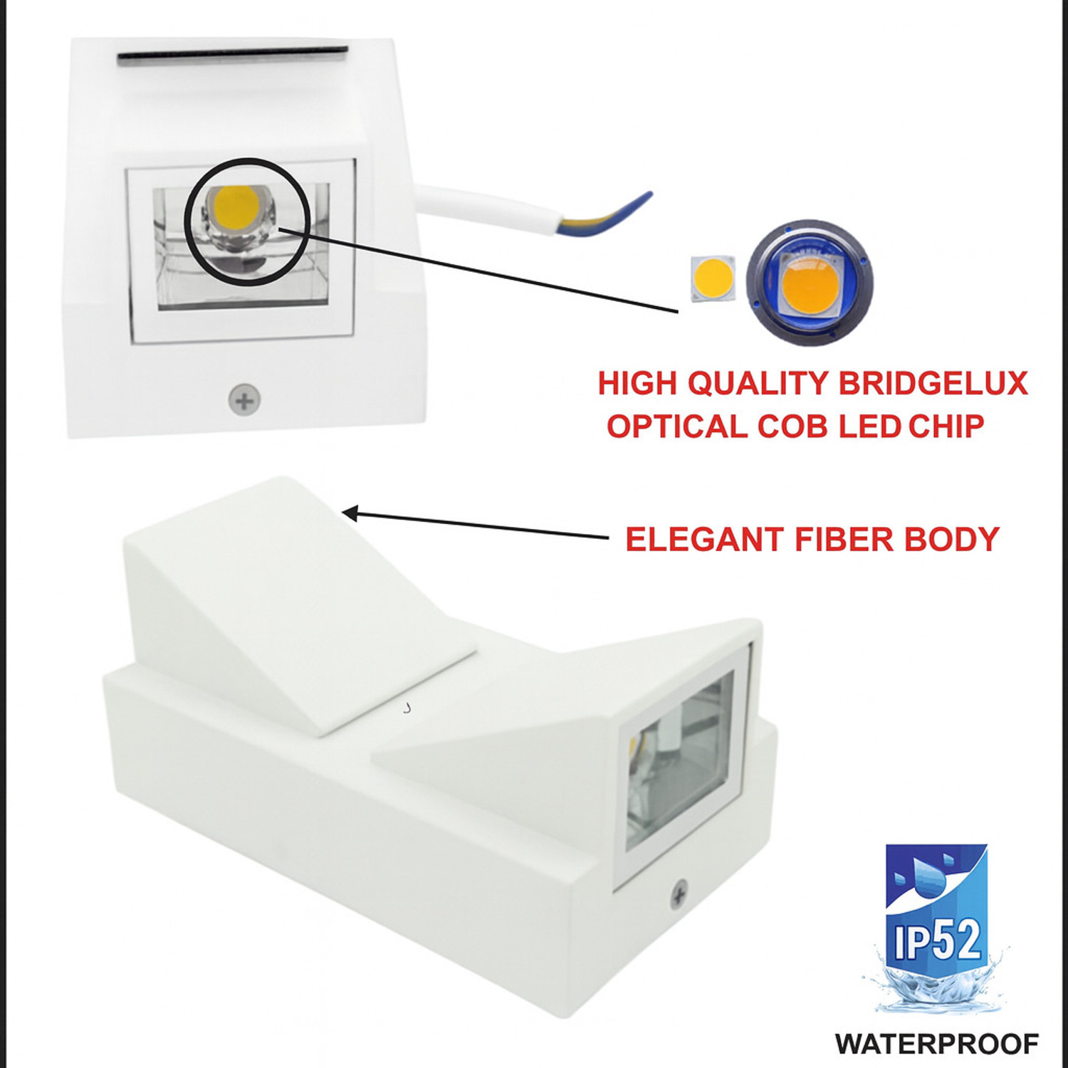 Image of Hybrix LED Up /Down Wall Light, 10 Watt Optical COB LED, White Body, Shock Proof Premium Look, Warm White Light, IP67 Waterproof for Indoor /Outdoor Use (SINGLE) Post Light Outdoor Lamp (White)