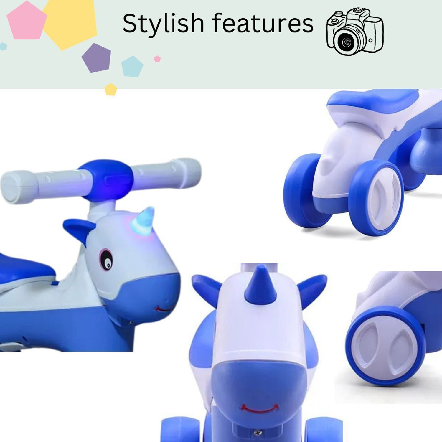 Image of JoyRide JoyRoller Ride-On Toy for Kids |Push Rider|Backrest Indoor /Outdoor Use 1-3 Years (Blue)