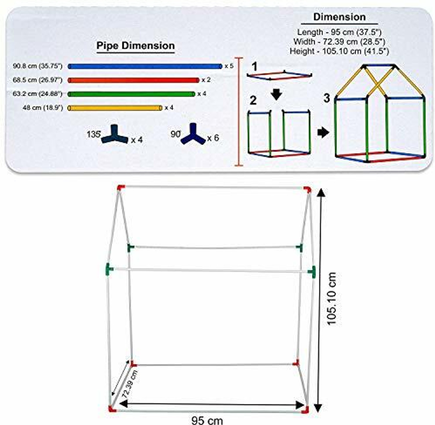 Image of Gurukrupa International Jumbo Size Extremely Light Weight Kids Play Tent House for 3-13 Year Old Girls and Boys (Multicolor)