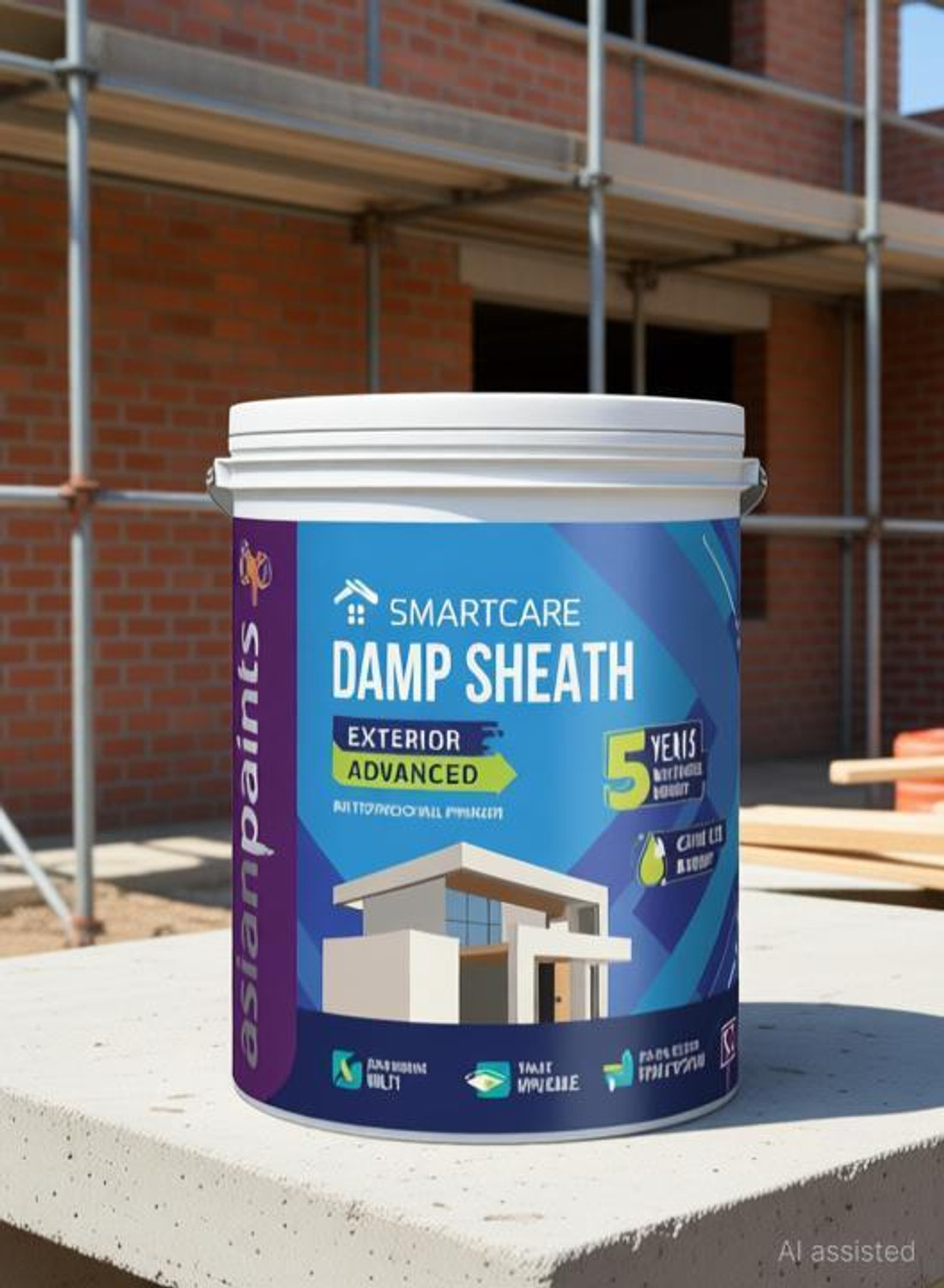 Image of Asian Paints SMARTCARE DAMP SHEATH EXTERIOR WHITE WALL PRIMER WHITE Emulsion Wall Paint (1 L)