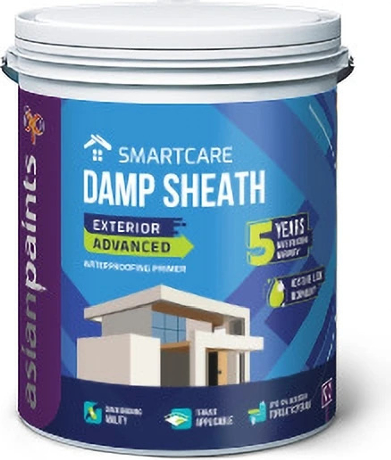 Image of Asian Paints SMARTCARE DAMP SHEATH EXTERIOR WHITE WALL PRIMER WHITE Emulsion Wall Paint (1 L)
