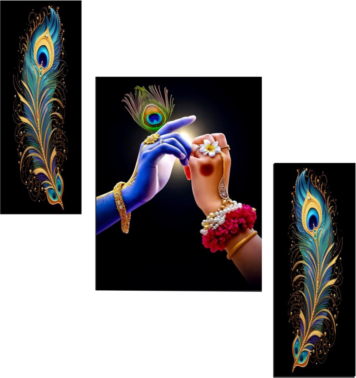 Image of Heritagecrafts Crystal Radha Photo With Golden Strip Digital Reprint 12 inch x 18 inch Painting (Without Frame)