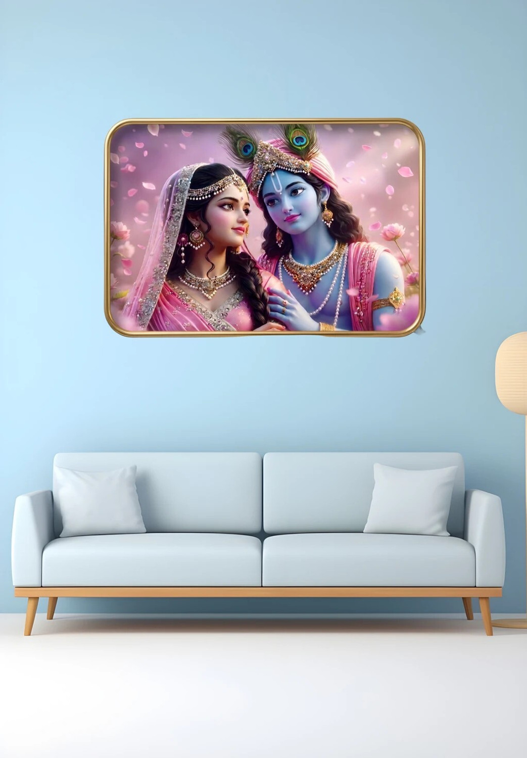 Image of Heritagecrafts Crystal Radha Photo With Golden Strip Digital Reprint 12 inch x 18 inch Painting (Without Frame)