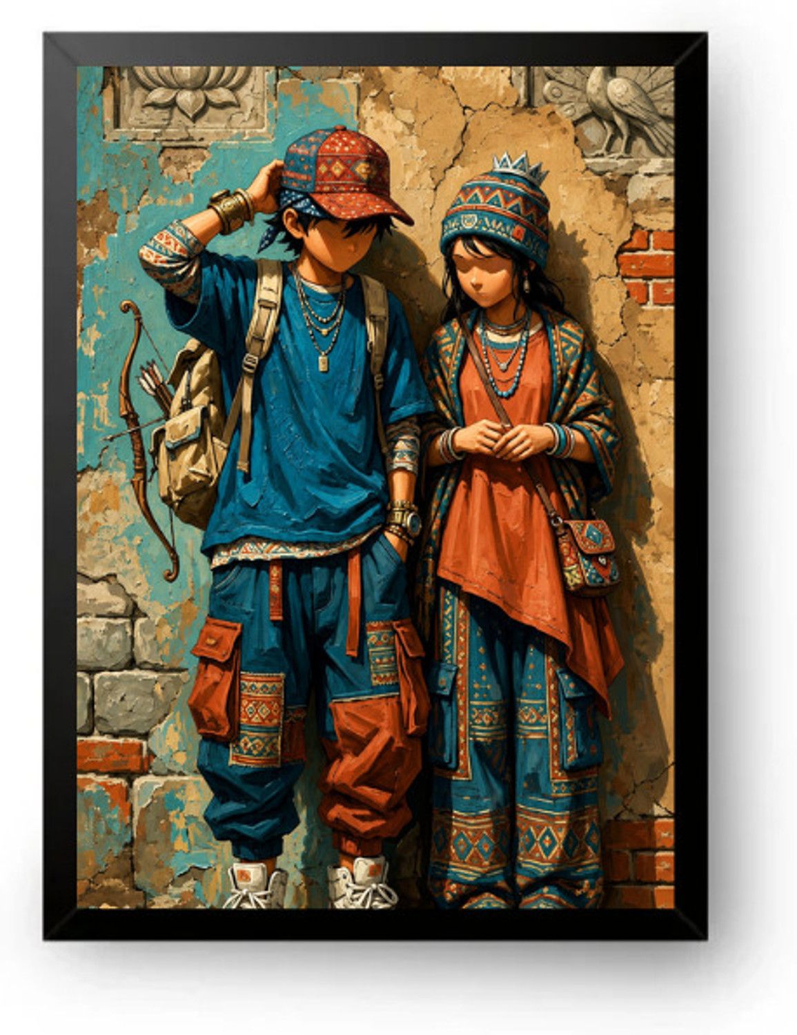 Image of Heritagecrafts Crystal Radha Photo With Golden Strip Digital Reprint 12 inch x 18 inch Painting (Without Frame)
