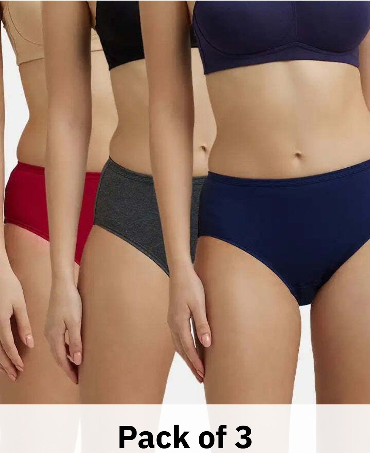 Image of JOCKEY Pack of 3 Women Hipster Multicolor Panty