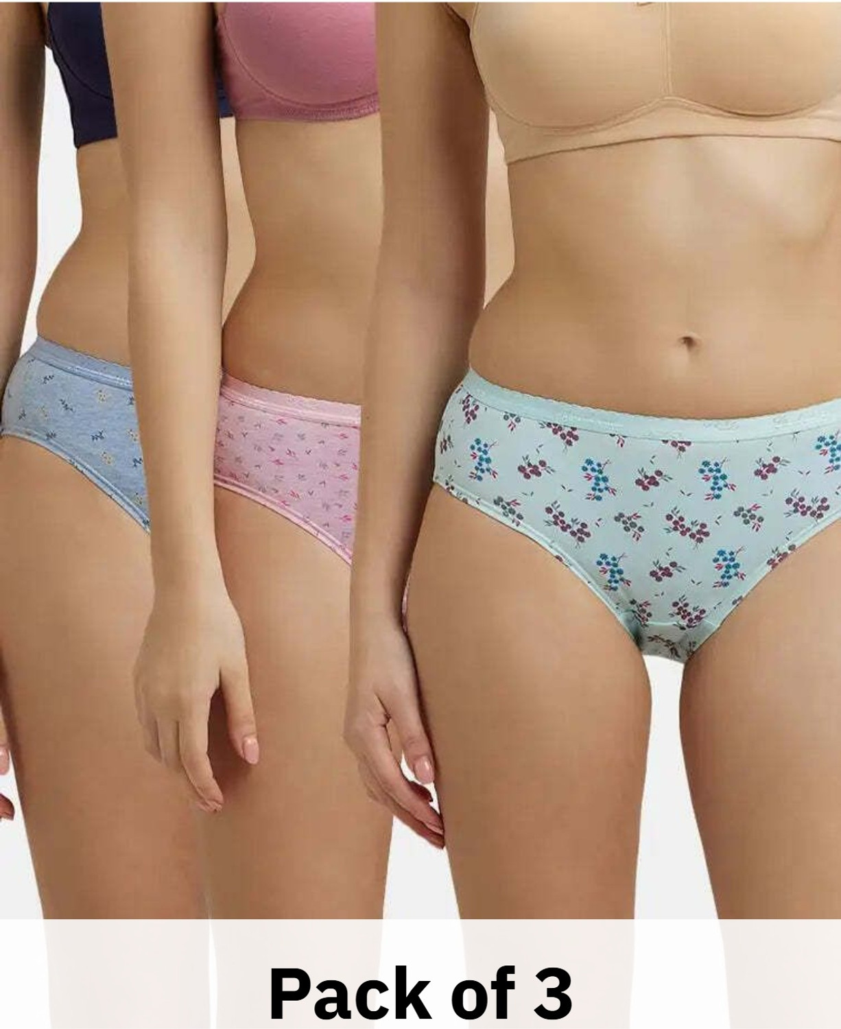 Image of JOCKEY Pack of 3 Women Hipster Multicolor Panty