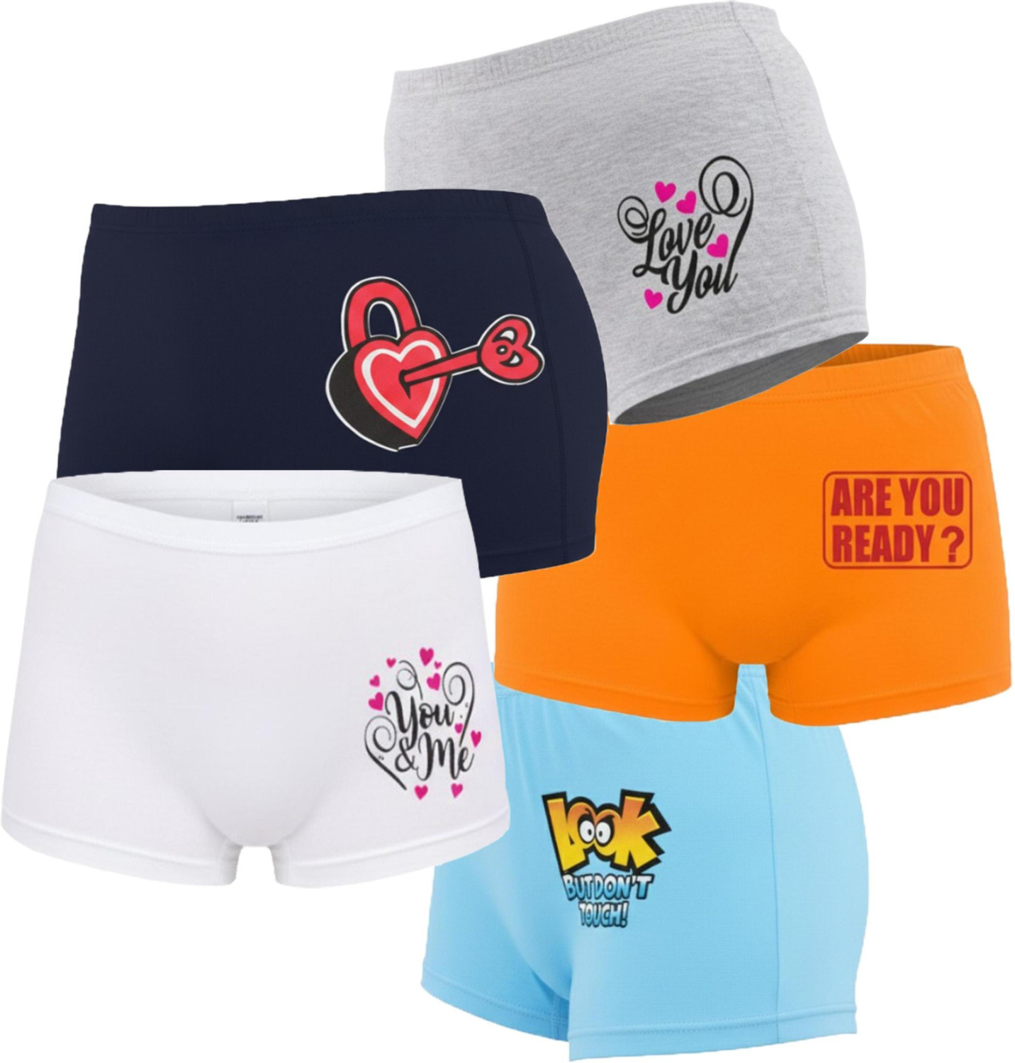 Image of jocker Pack of 5 Women Boy Short White, Pink, Grey, Red, Dark Blue Panty