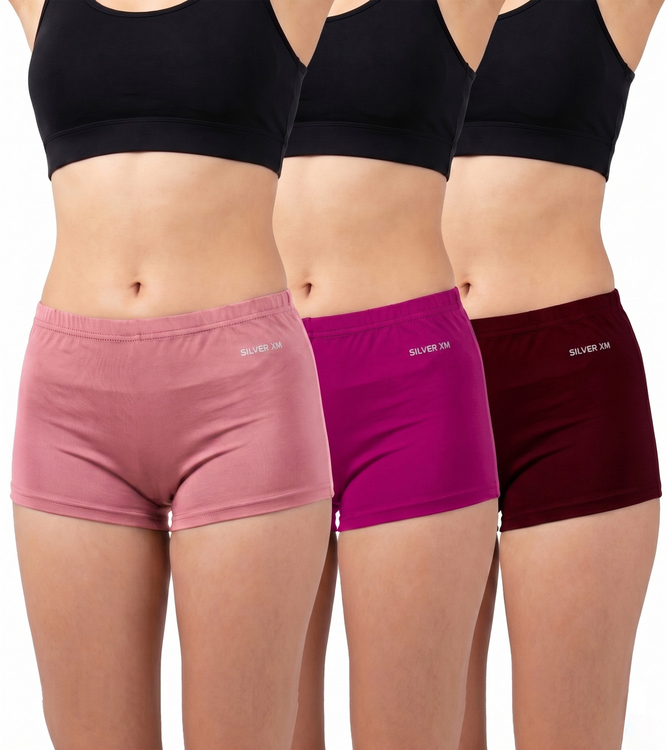 Image of jocker Pack of 5 Women Boy Short White, Pink, Grey, Red, Dark Blue Panty