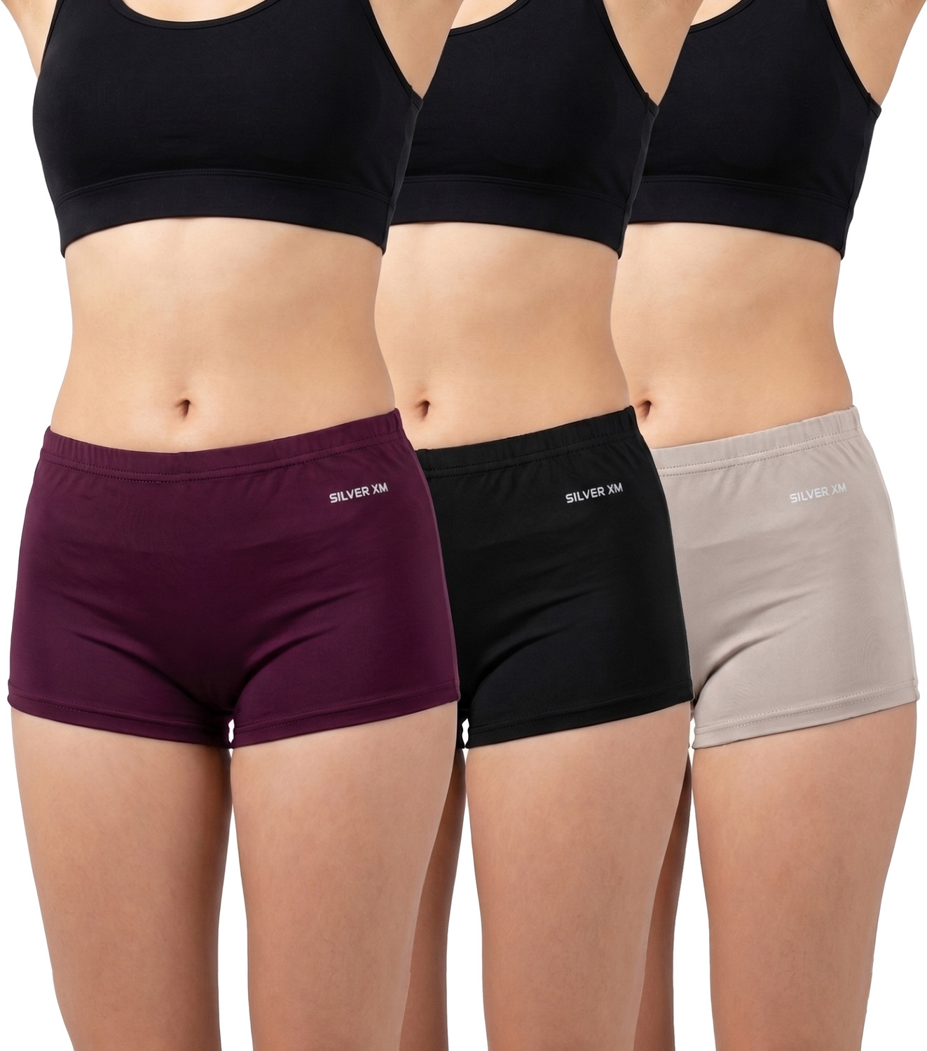 Image of jocker Pack of 5 Women Boy Short White, Pink, Grey, Red, Dark Blue Panty