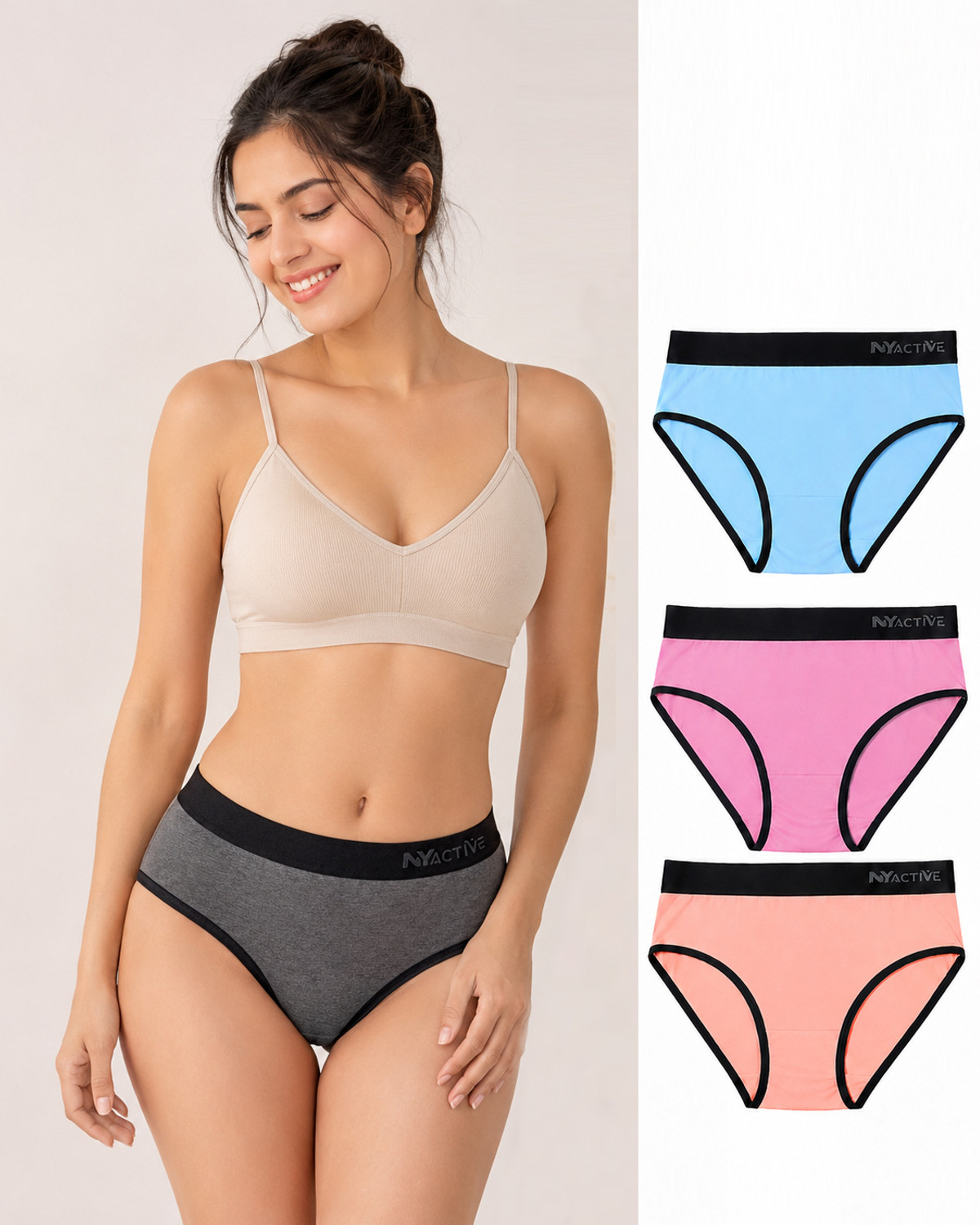 Image of MORDLANKA Pack of 3 Women Bikini Blue, Red, Black Panty