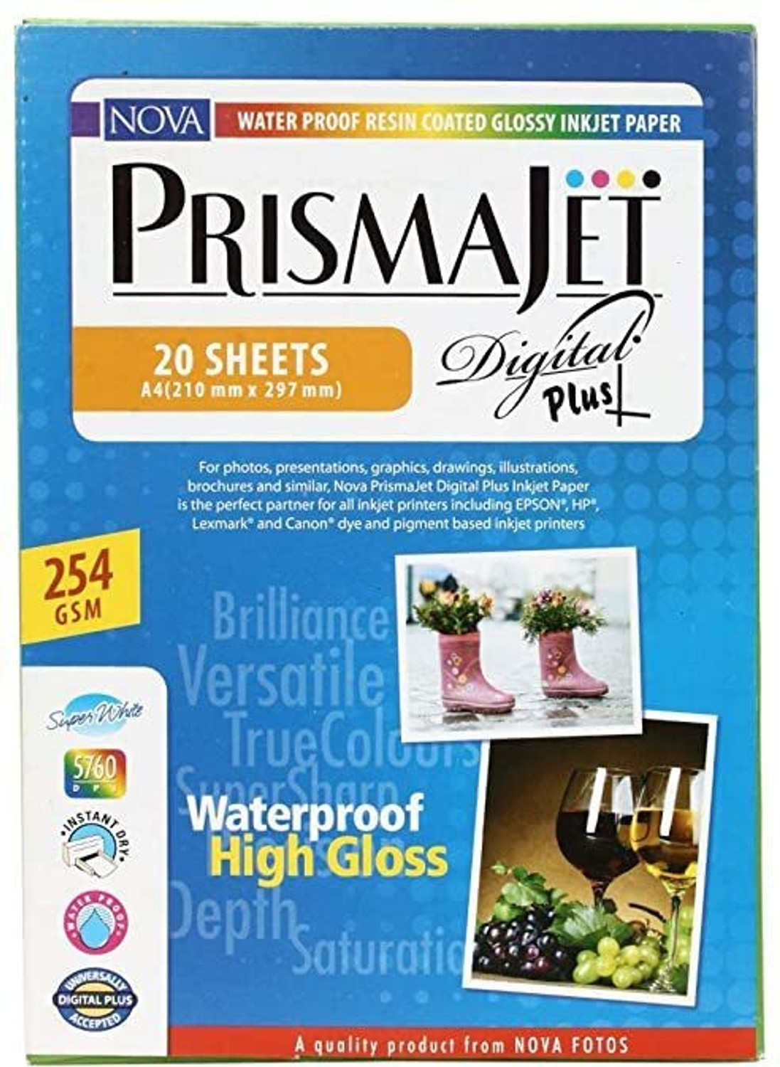 Image of klik' Glossy paper photo paper A4 180gsm 50sheet Unruled A4 180 gsm Inkjet Paper (Set of 1, White)