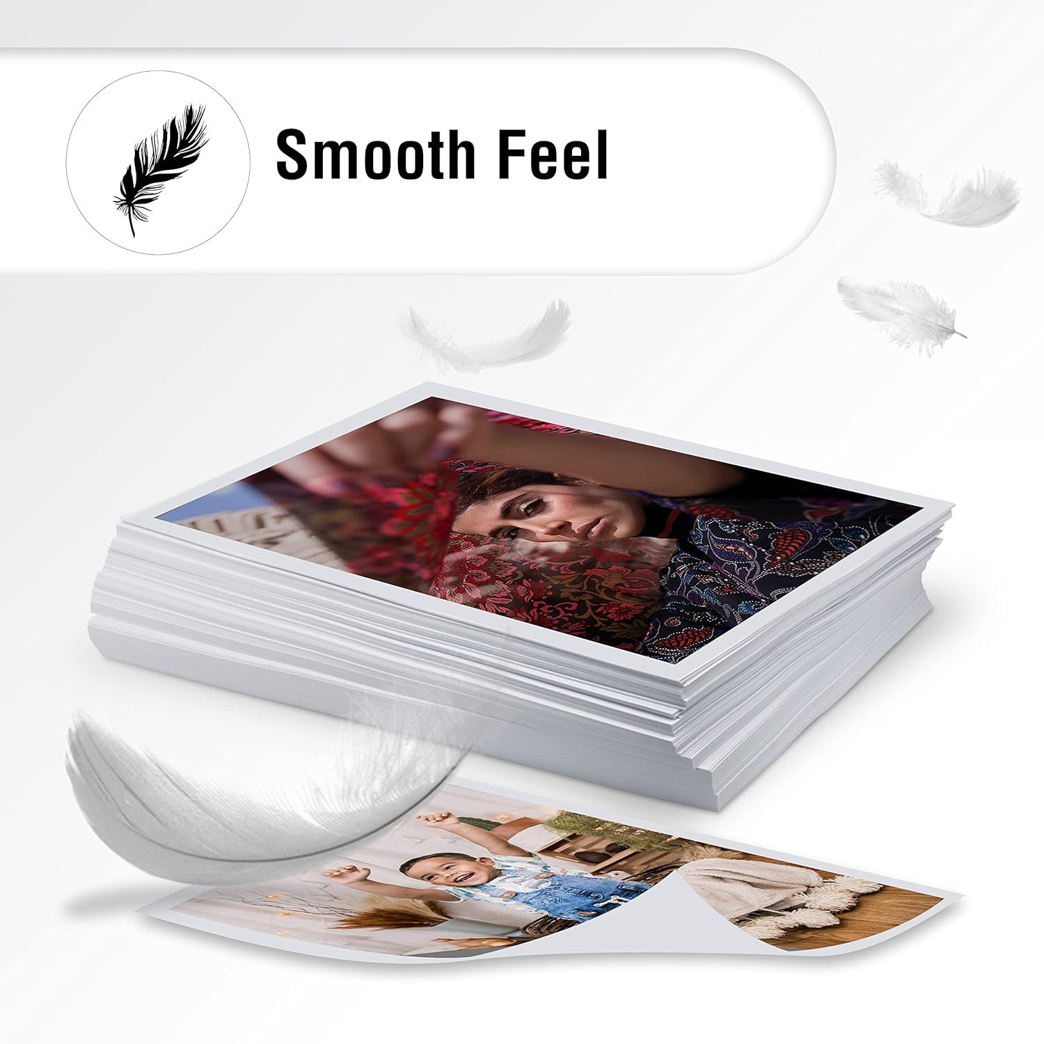 Image of VMS Deluxe Glossy Photo Paper (20 Sheets) Unruled A4 180 gsm Inkjet Paper (Set of 1, White)