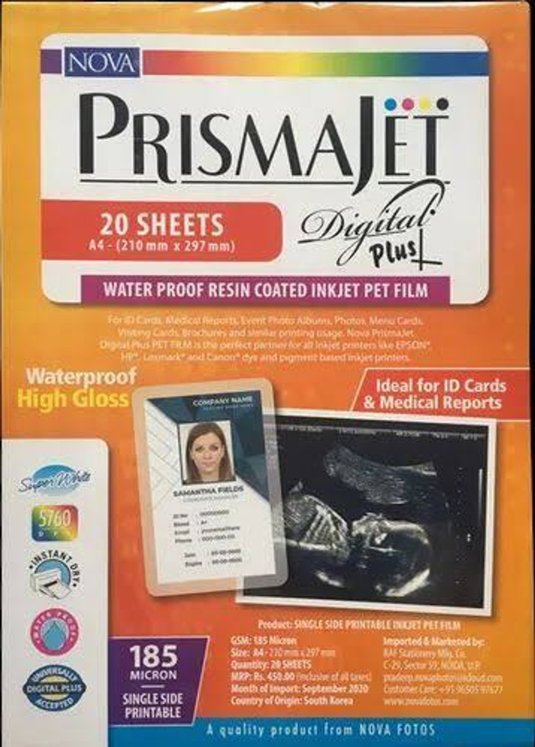 Image of Alif Groups Prismajet Unruled 4x6 Inch. 254 gsm Inkjet Paper (Set of 1, White)