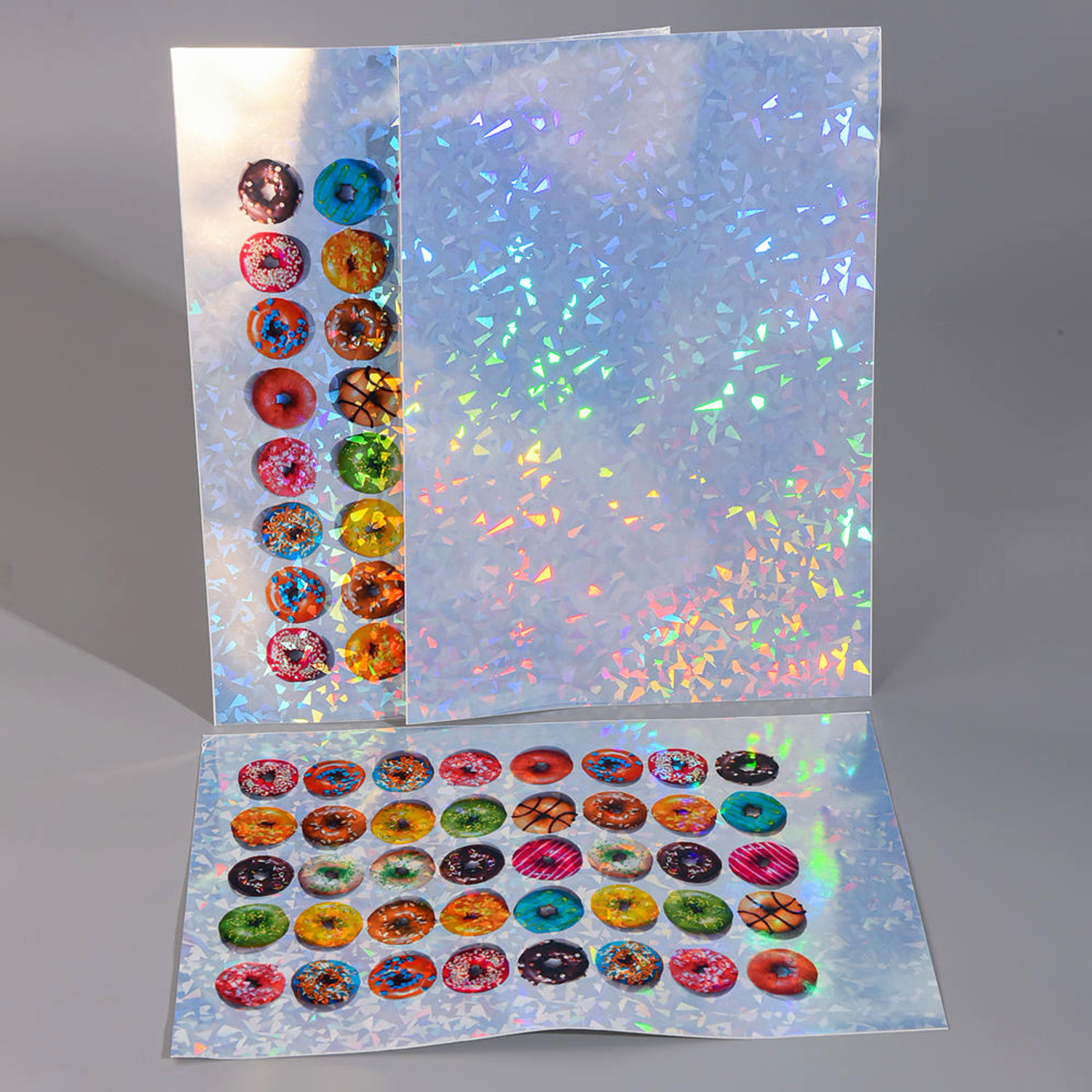 Image of BIGFALCON Premium Holographic Sticker Paper 20 Sheets Printable Vinyl sticker paper Unruled A4 (210 X 297 MM) 120 gsm Inkjet Paper (Set of 1, for Inkjet Printer, Waterproof, Self Adhesive Broken Glass Glossy Sticker Paper)