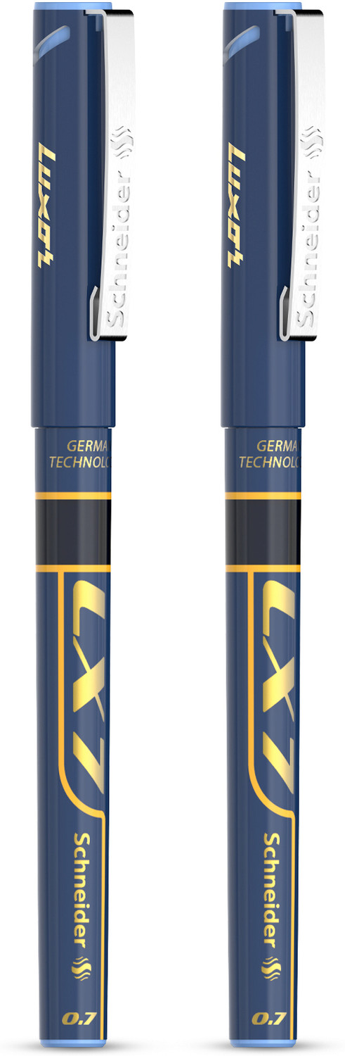 Image of LUXOR Schneider LX Technoroller-801| 0.5 mm tip| German Technology| 100% Liquid Ink Roller Ball Pen (Pack of 3, Ink Color - Blue+Black+Red)