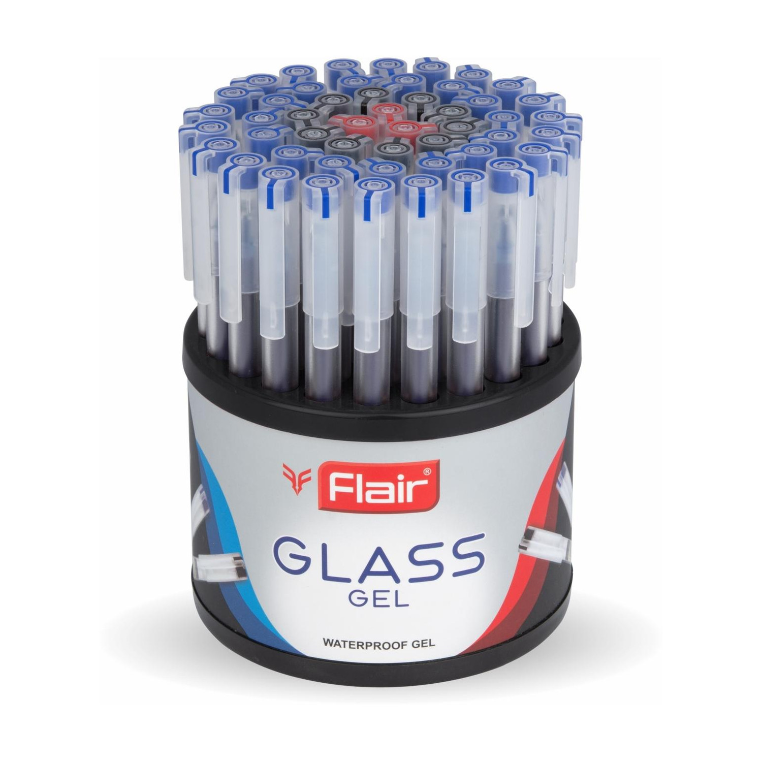 FLAIR Glass Gel Pen (Pack of 50, Ink Color - 40 Blue + 7 Black + 3 Red) - Image 1