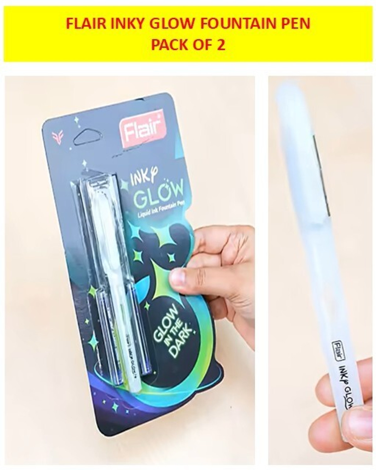 Image of FLAIR Inky Series Grippo Liquid Ink Fountain Pen Blister Pack | Comfortable Grip Fountain Pen (Pack of 5, Ink Color - Blue)