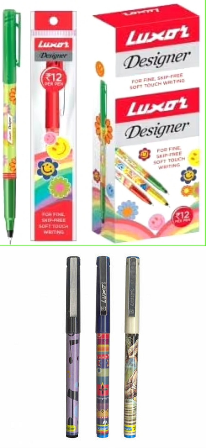 Image of LUXOR Graphic 05 Plus Fineliner Pen - Premium Writing PACK OF 12 Ball Pen (Pack of 10, Ink Color - Blue)