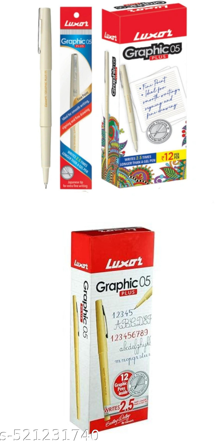Image of LUXOR Graphic 05 Pen (12 Pcs) Blue Ball Pen (Pack of 10, Ink Color - Blue)