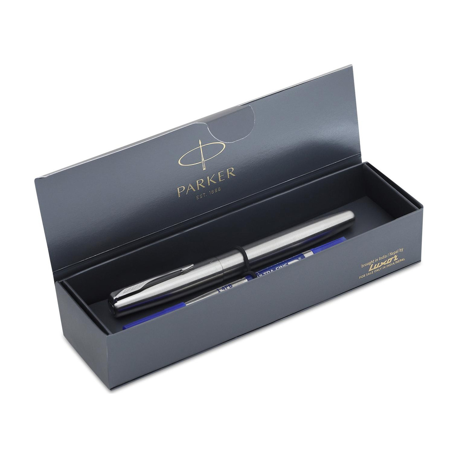 PARKER Frontier Stainless Steel, Chrome Trim Roller Ball Pen