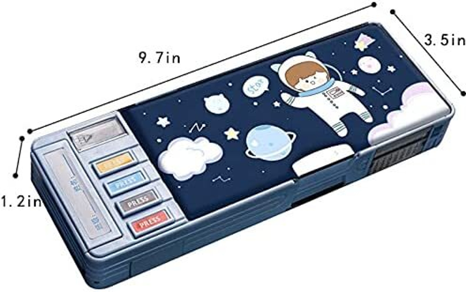 Image of INFINITE POCKET NOTHING FREE HOT SELLING TRENDING FLIPKART RECOMMENDED MADE OF VERY HEAVYQUALITY ASTRONAUT SPACEMANE DESIGN MILTI LAYER MULTIPLE BUTTON MULTIPURPOSE FOR BOY&GIRL Art Plastic Pencil Box (Set of 1, Multicolor)