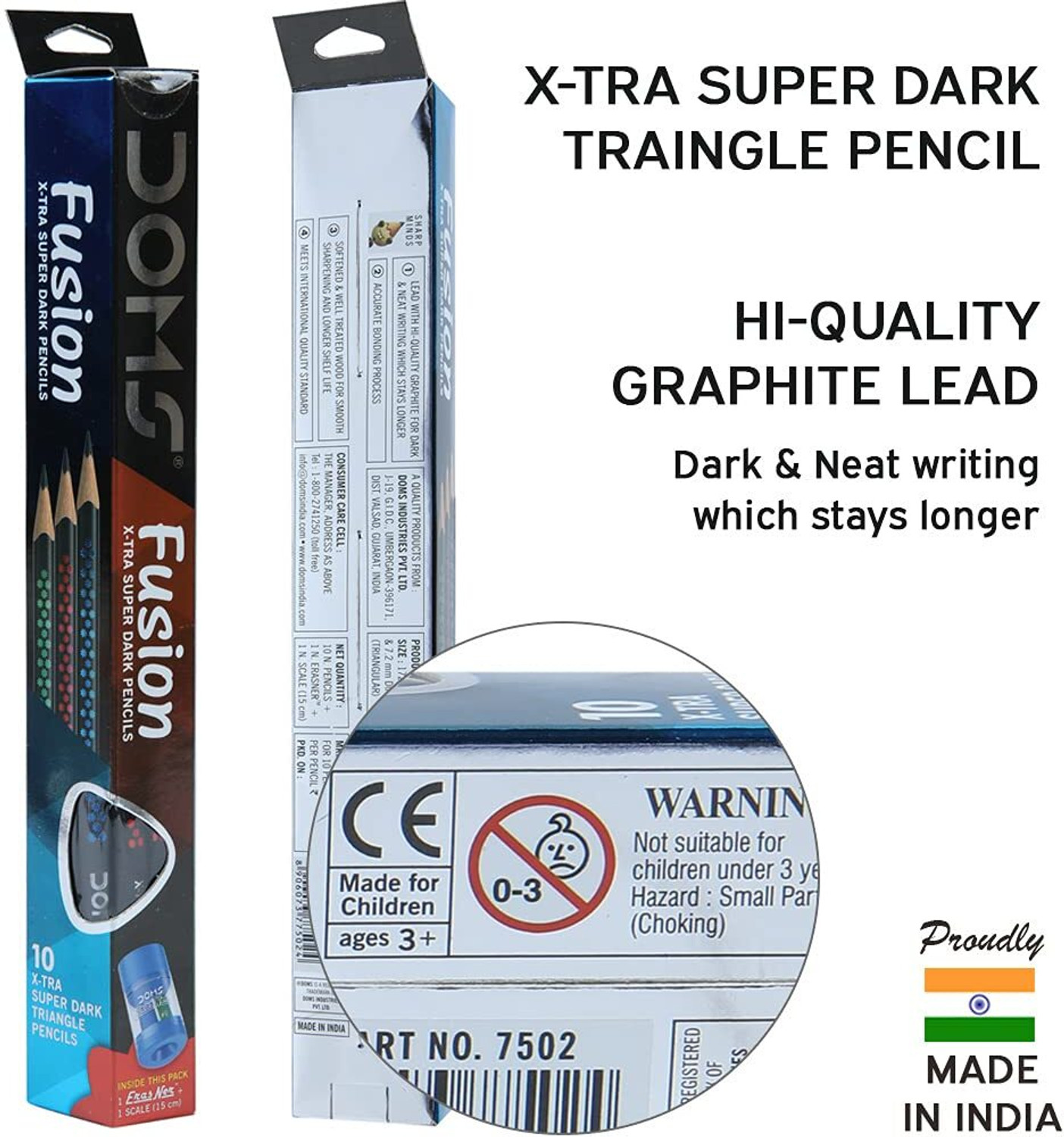 Image of DOMS FUSION XTRA SUPER DARK Pencil (Set of 5, Black)
