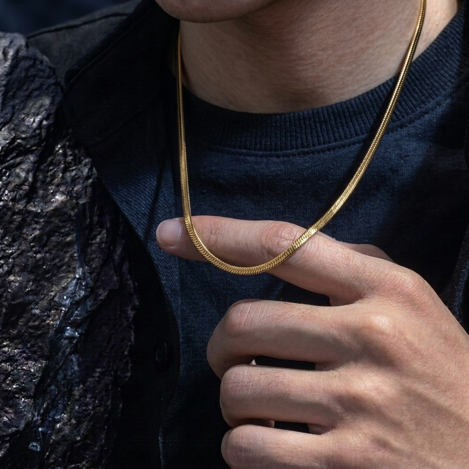 Salty Alpha Round Snake Gold Neck Chain for Men - Image 1