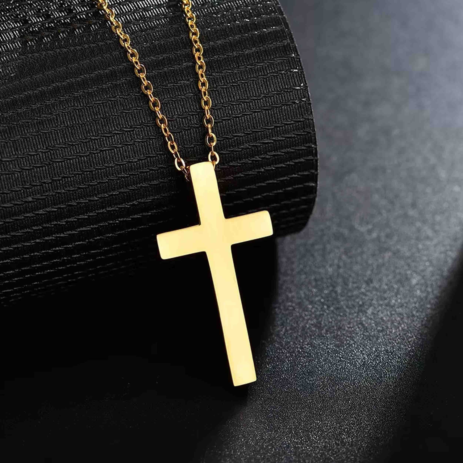 Image of Ceylonmine01 Golden Jesus Cross Pendant Divine Elegance Christian Symbol of Devotion Ornament Gold-plated Brass Pendant