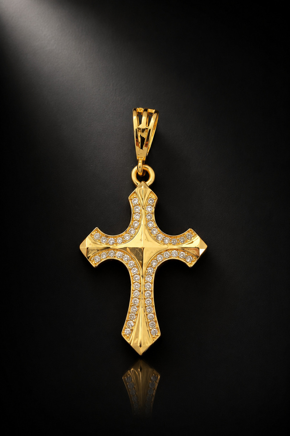 Image of Ceylonmine01 Golden Jesus Cross Pendant Divine Elegance Christian Symbol of Devotion Ornament Gold-plated Brass Pendant