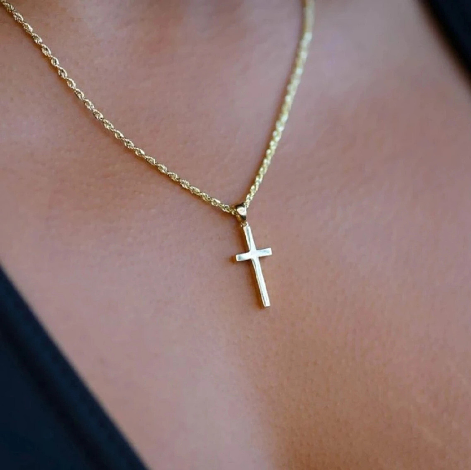 Image of Ceylonmine01 Golden Jesus Cross Pendant Divine Elegance Christian Symbol of Devotion Ornament Gold-plated Brass Pendant