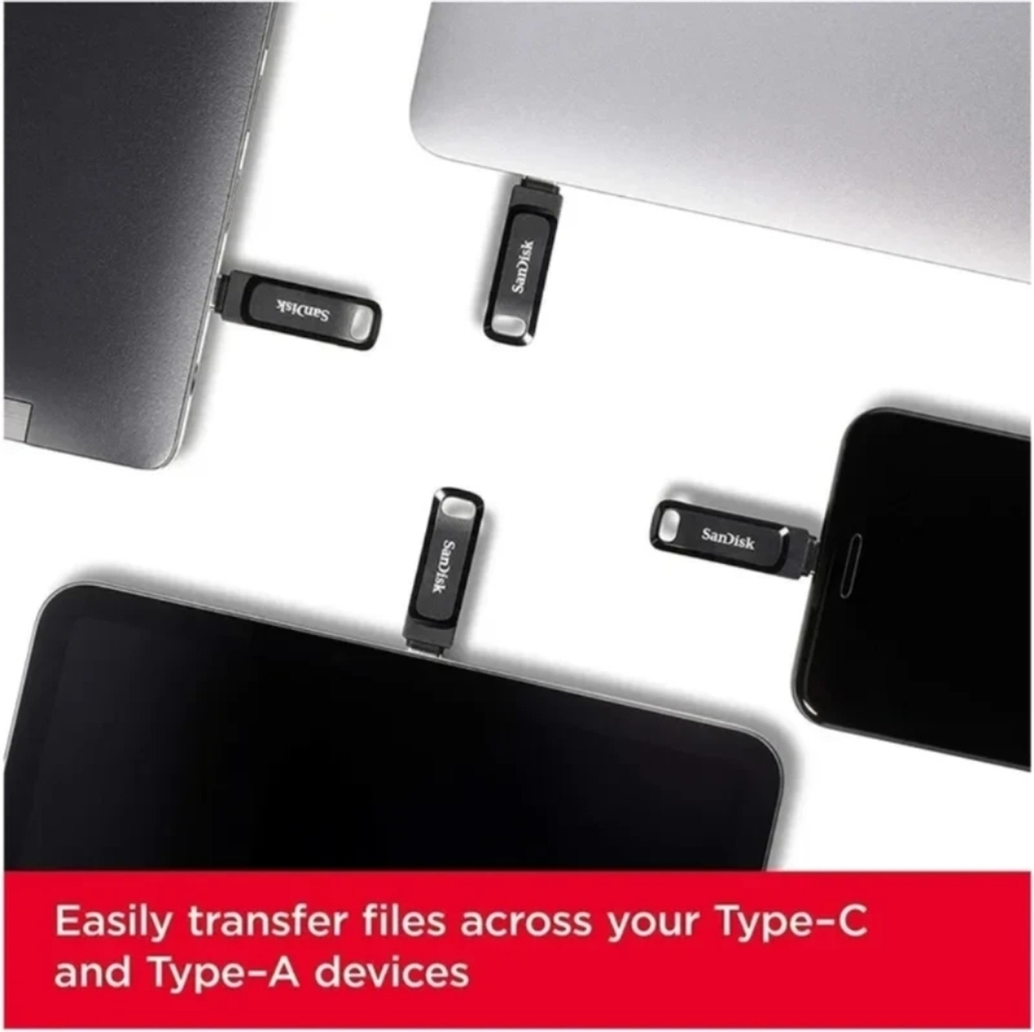 Image of SanDisk SDDDC3-256G /35 256 GB OTG Drive Compatible with Laptop, Tablet, Mobile, Desktop Computer USB 3.2 Plastic Case (Black, Mobile Pendrive)
