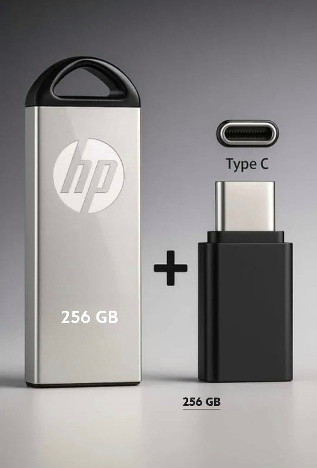 Image of HP DS V220 256 GB Pen Drive Compatible with Laptop, Gaming Console, Audio Player, Tablet, Mobile USB 2.0 Metal Case (Black, Silver)