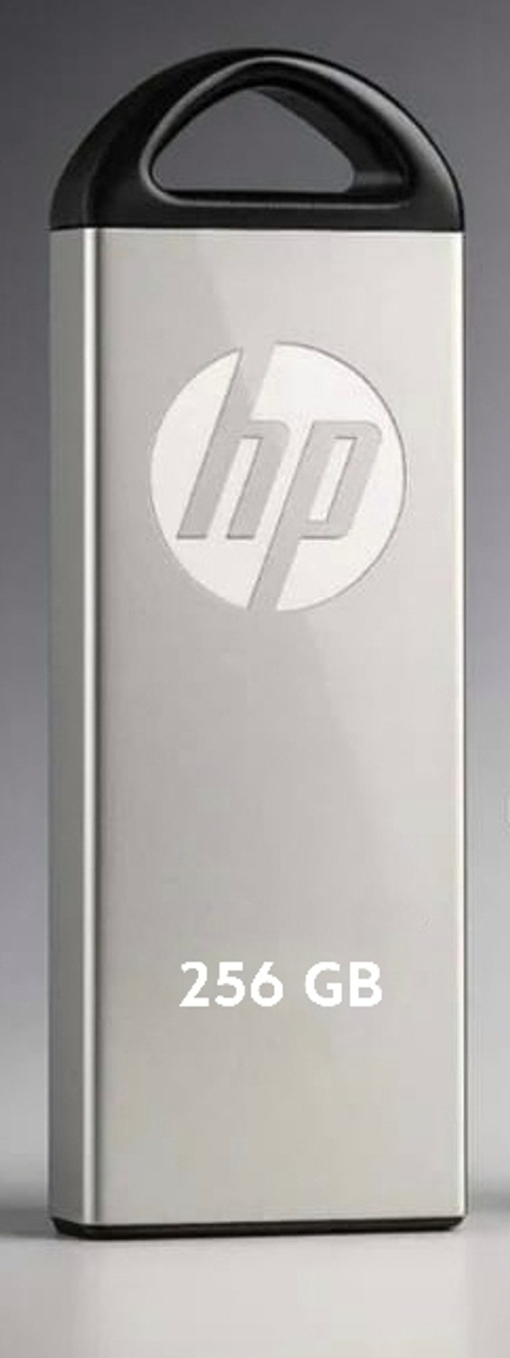 Image of HP DS V220 256 GB Pen Drive Compatible with Laptop, Gaming Console, Audio Player, Tablet, Mobile USB 2.0 Metal Case (Black, Silver)