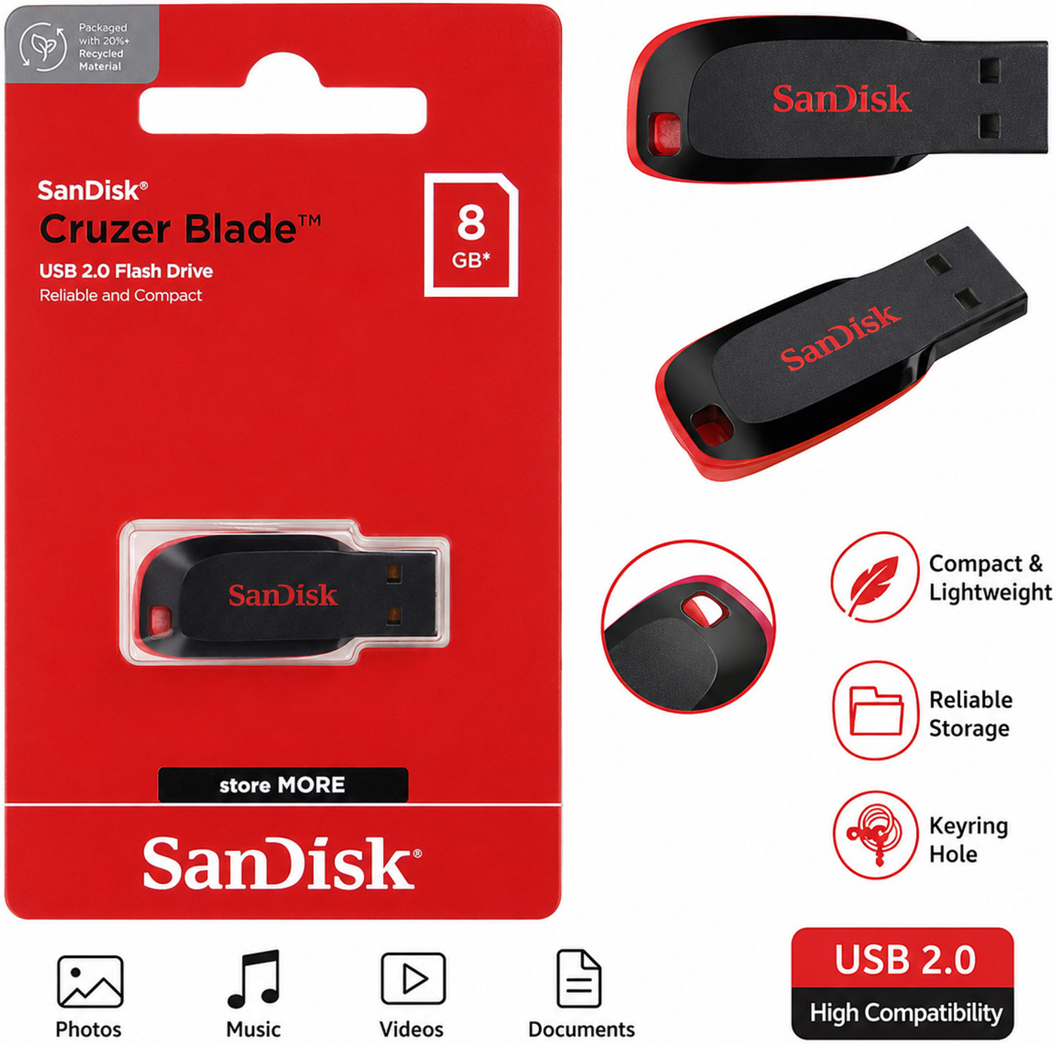 Image of Sandis 64 GB 64 GB Pen Drive Compatible with Gaming Console, Laptop, Mobile, Desktop Computer, Audio Player USB 2.0 Plastic Case (Black)