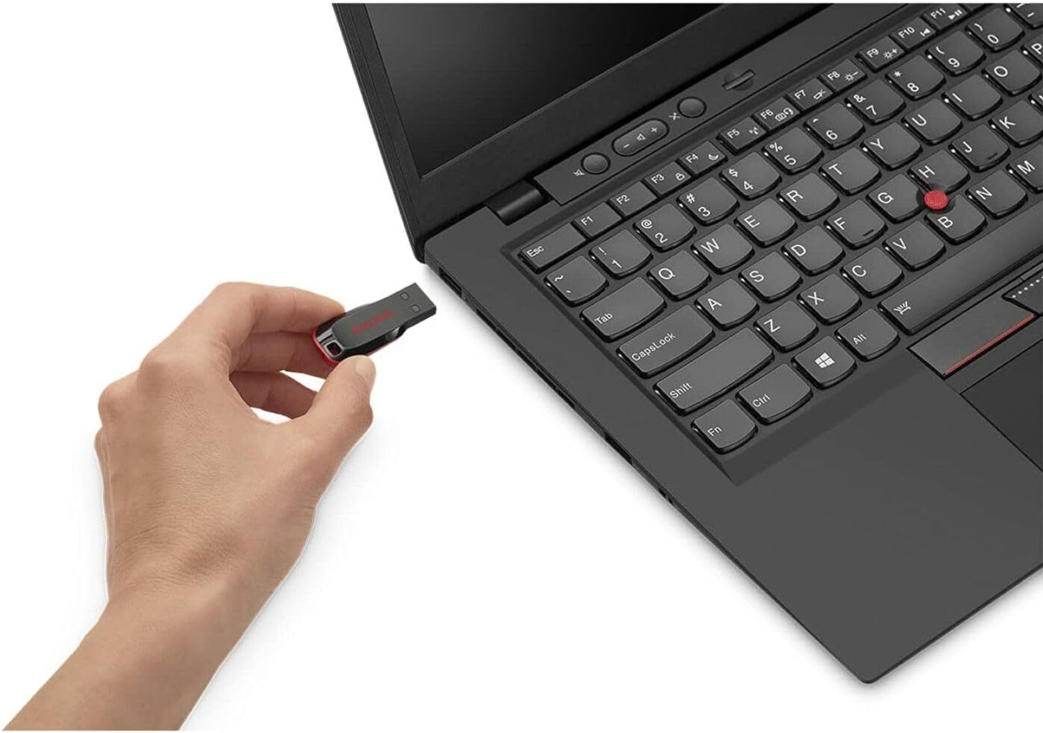 Image of SanDisk Cruzer Blade 32GB USB 2.0 Flash Pendrive 32 GB Pen Drive Compatible with Audio Player, Desktop Computer, Gaming Console, Laptop, Mobile, Netbook, Tablet, Television USB 2.0 Plastic Case (Black, Red)