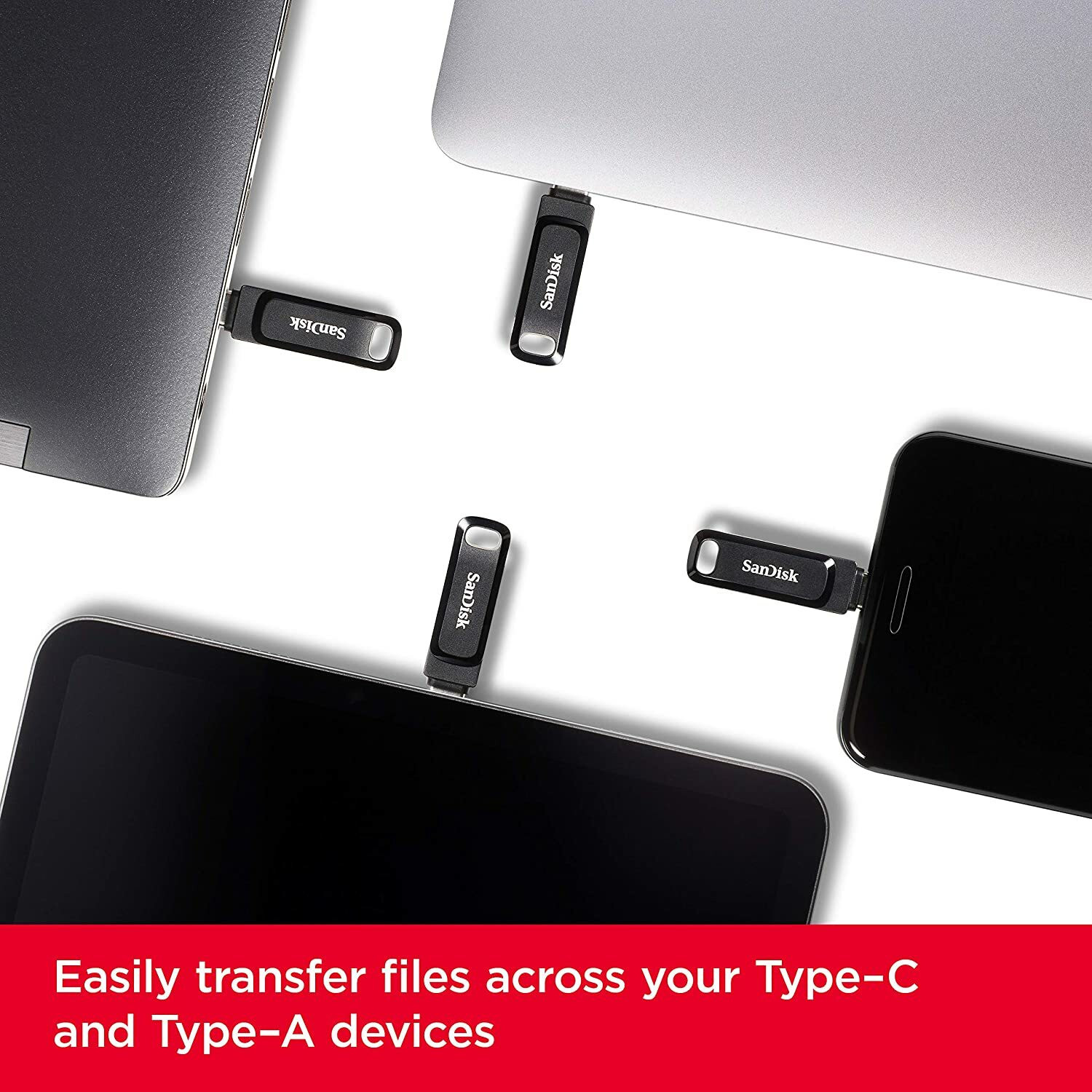 Image of SanDisk Ultra Dual Drive Go 256GB USB Type C Pendrive for Mobile 256 GB OTG Drive Compatible with Audio Player, Desktop Computer, Gaming Console, Laptop, Mobile, Netbook, Tablet, Television USB 3.1 Plastic Case (Black, Type A to Type C)