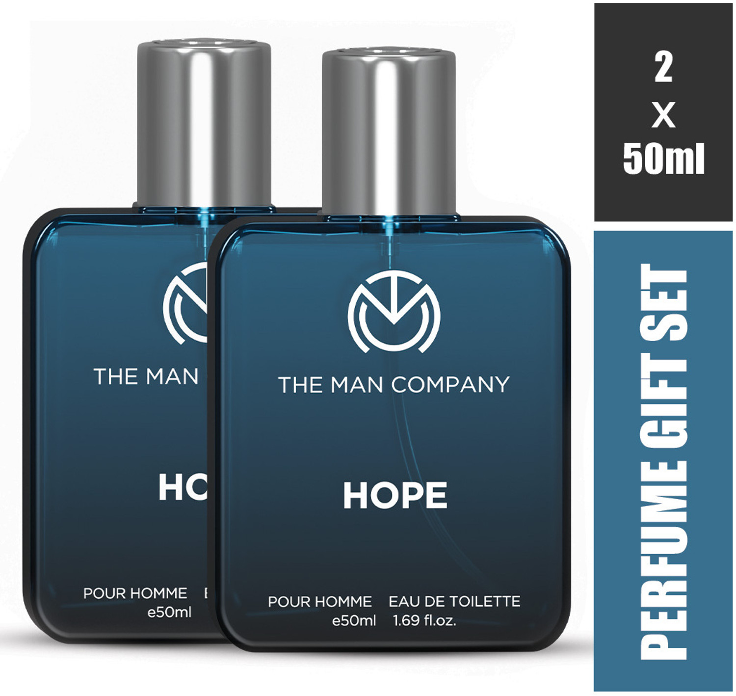 Image of THE MAN COMPANY HOPE EDP Premium Long Lasting Perfume for Men - Pack of 2 (2 x 50ml) Eau de Parfum - 100 ml (For Men)